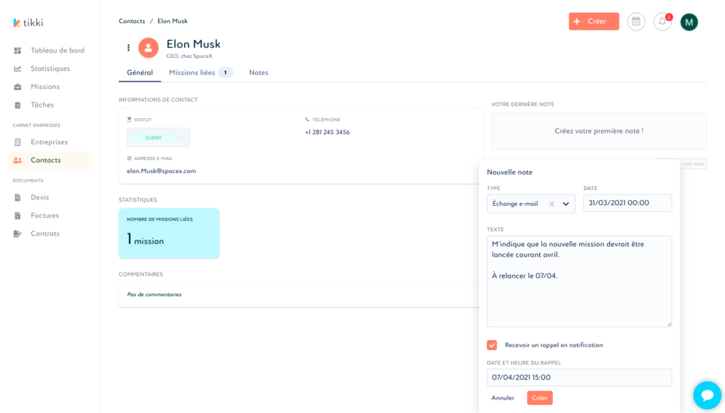 Un module CRM pour centraliser les informations de ses contacts et clients