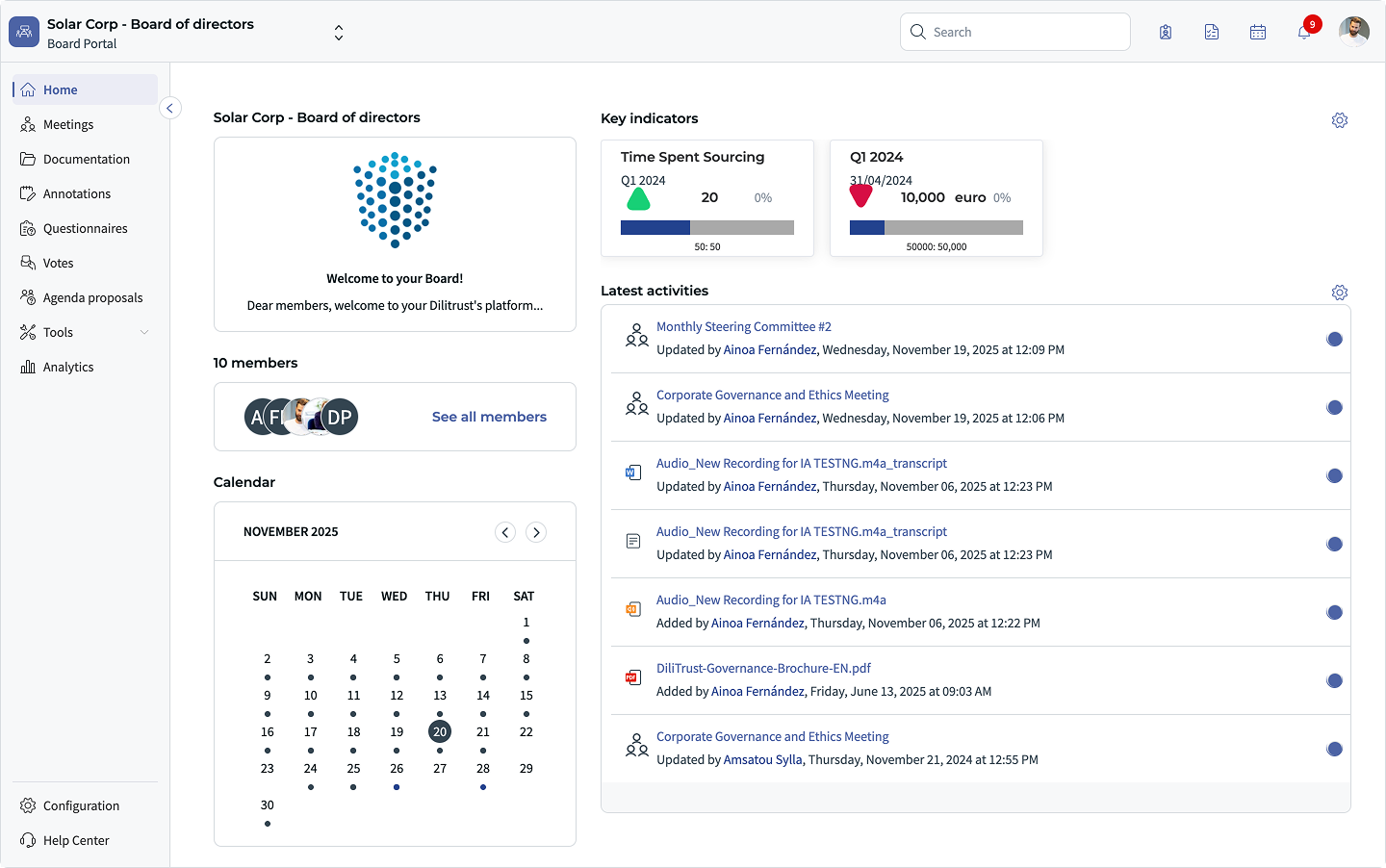 DiliTrust - Ein sicheres, integriertes Board-Portal für Sitzungen, Dokumente und Beschlüsse – entwickelt für moderne Governance und Vertraulichkeit auf Enterprise-Niveau.
