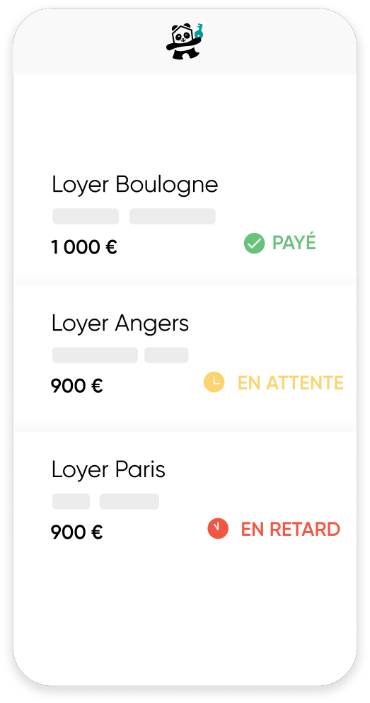 L'interface de paiement du loyer et le suivi des transactions