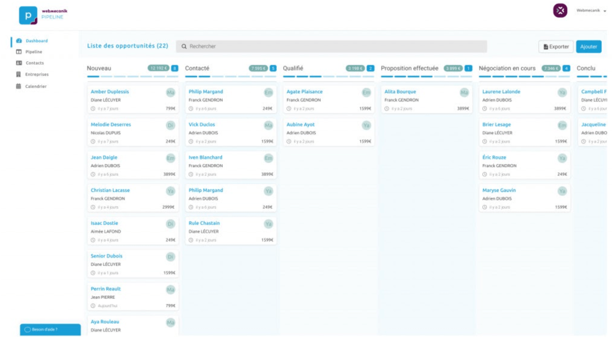 Webmecanik Pipeline - CRM - Screenshot 1