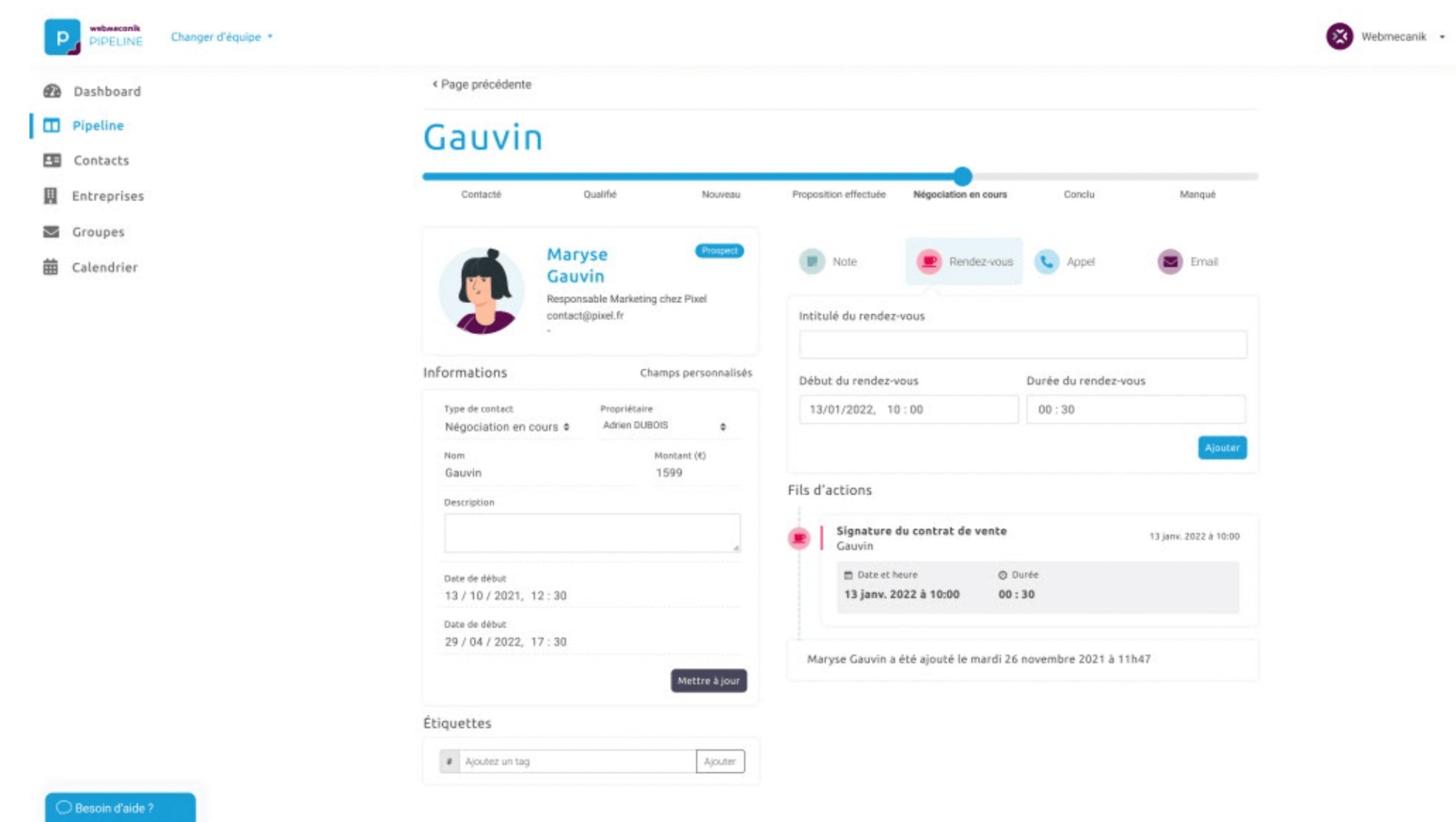 Webmecanik Pipeline - CRM - Screenshot 3