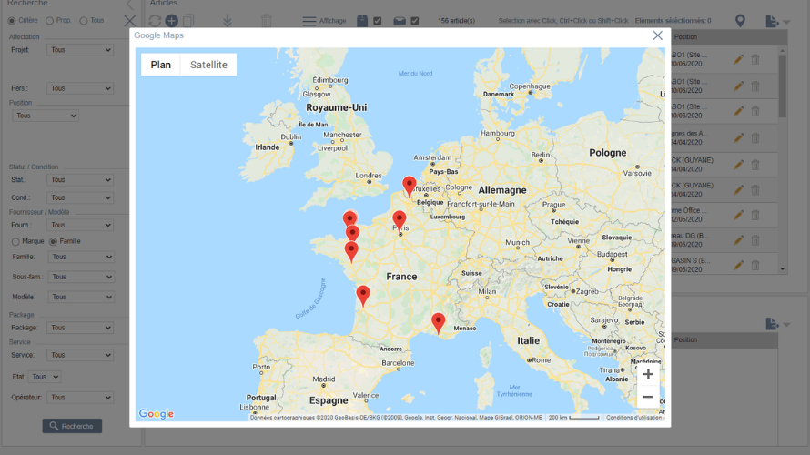 géolocalisation des matériels et équipement