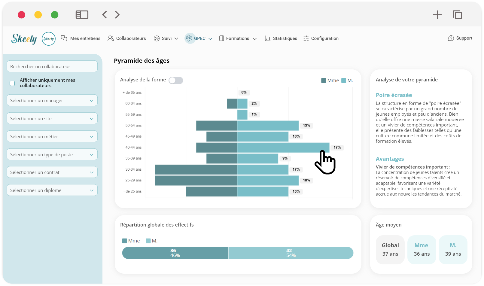 Skeely - La pyramide des âges, l'un des outils de notre module GPEC