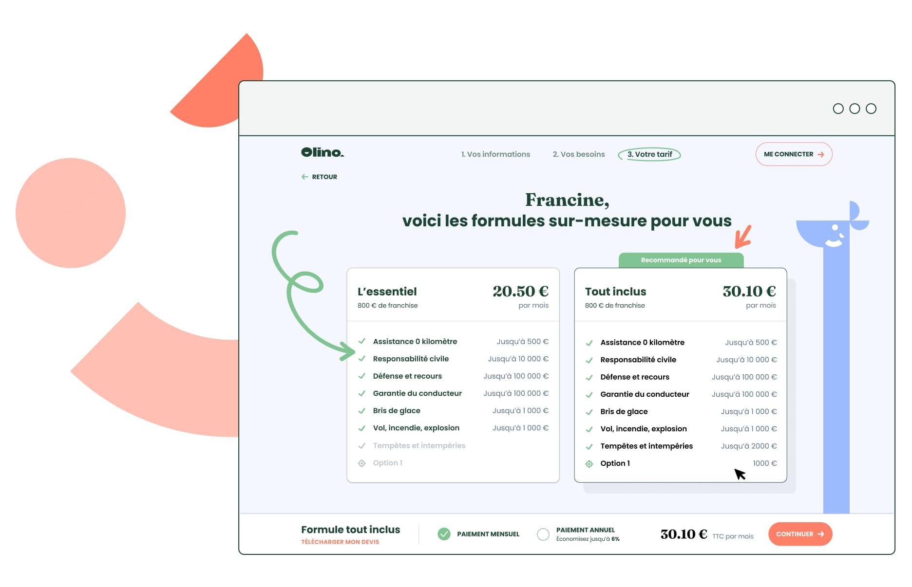 Olino - Souscription formules sur-mesure