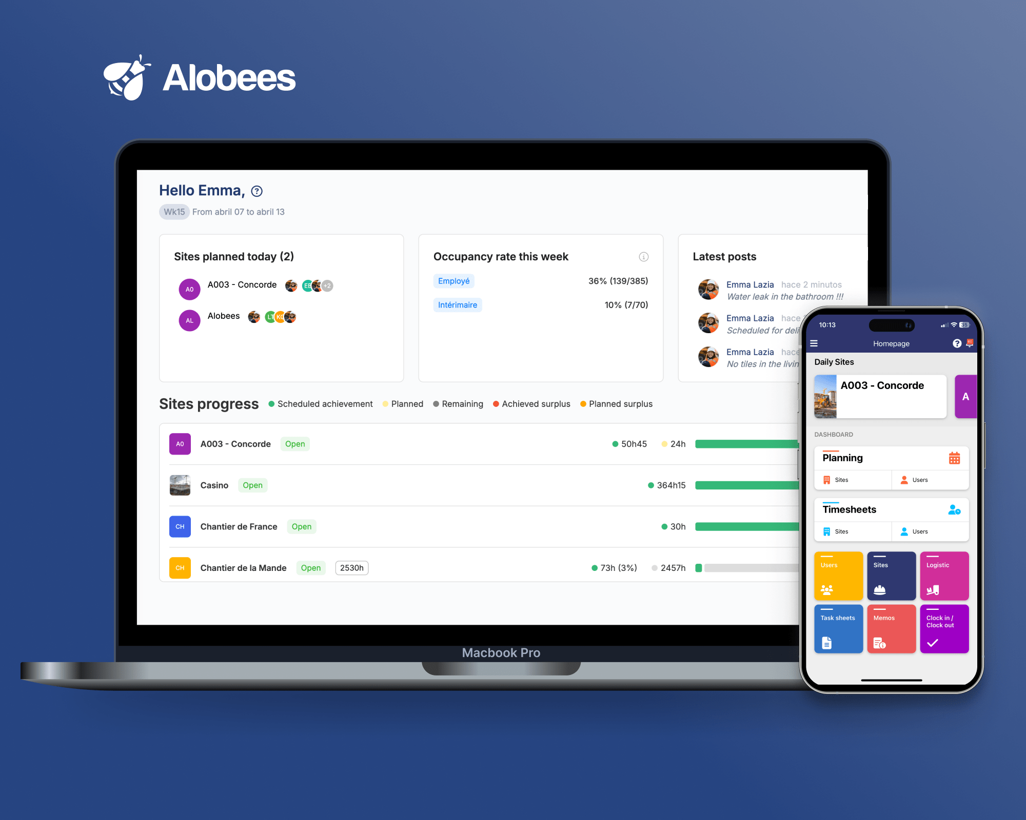 Alobees - Web and mobile application for worksite monitoring