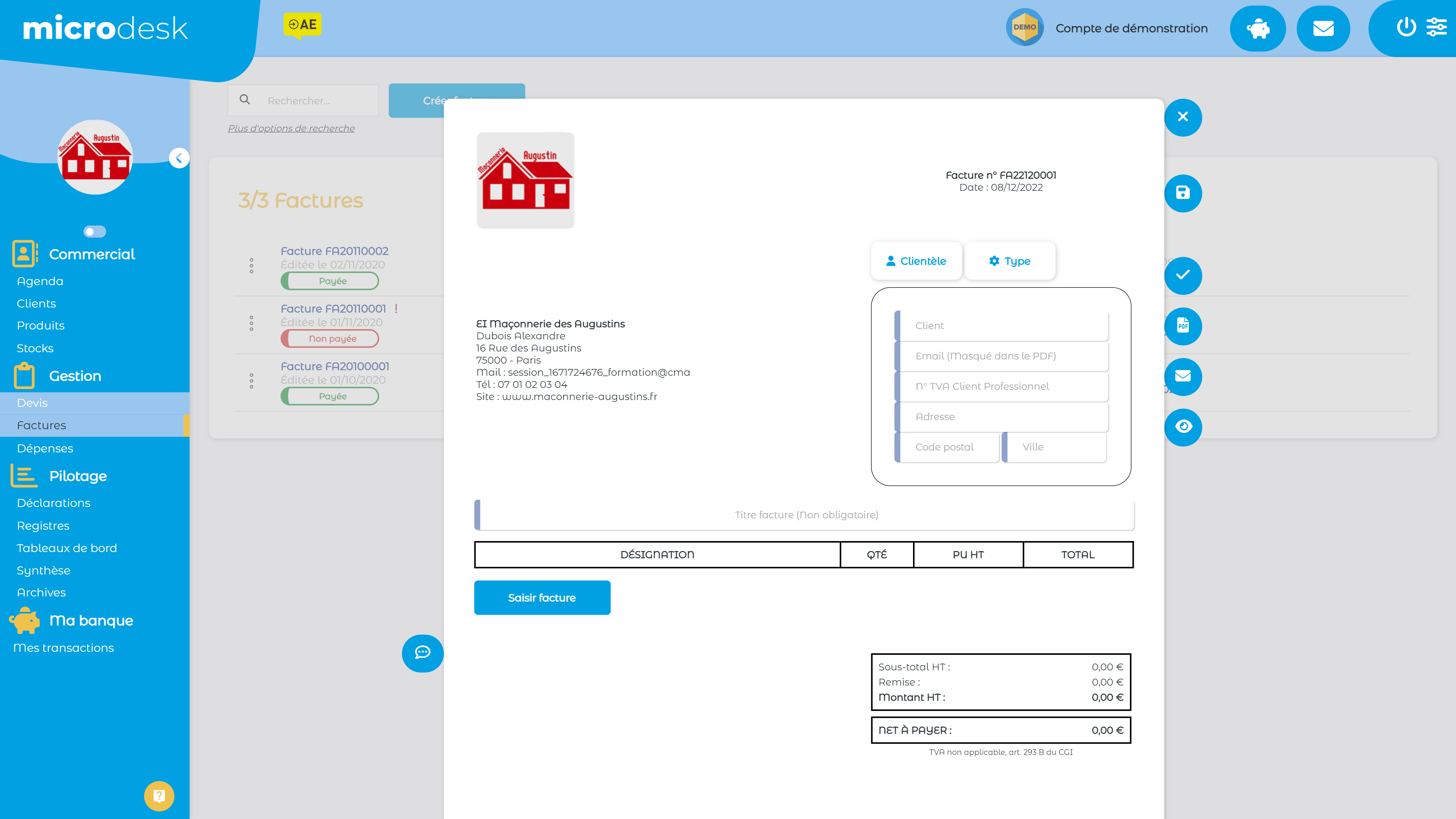 MicroDesk - Créez un devis en quelque minutes, simplement en vous rendant dans l'onglet correspondant