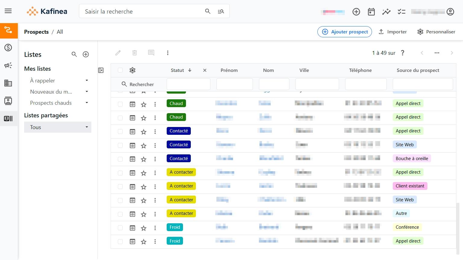 Kafinea - Centralisez vos prospects, suivez leur évolution par statut, source et actions à mener.
Optimisez vos cycles de vente avec un CRM intégré et simple à utiliser.