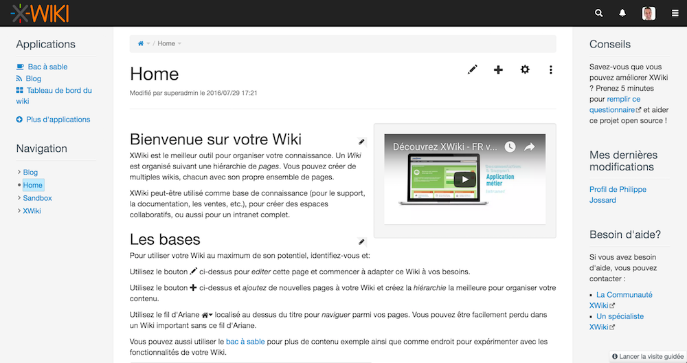 XWIKI-page d'accueil