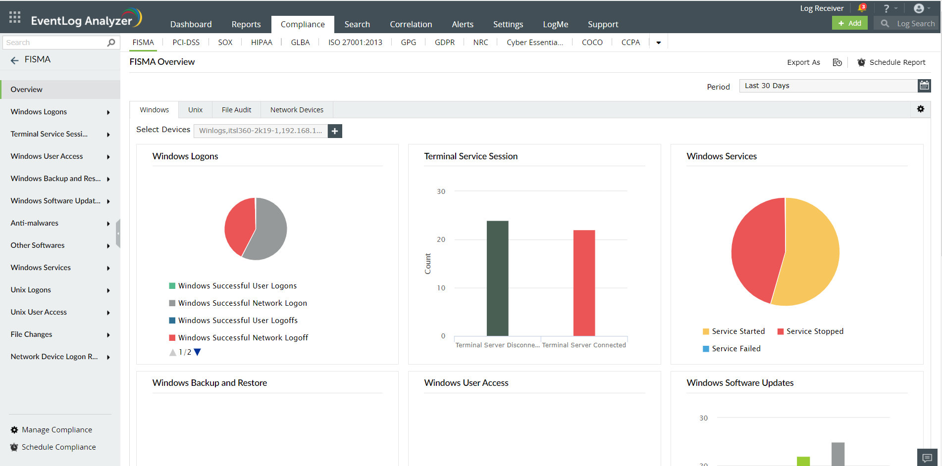 EventLog Analyzer - Compliance