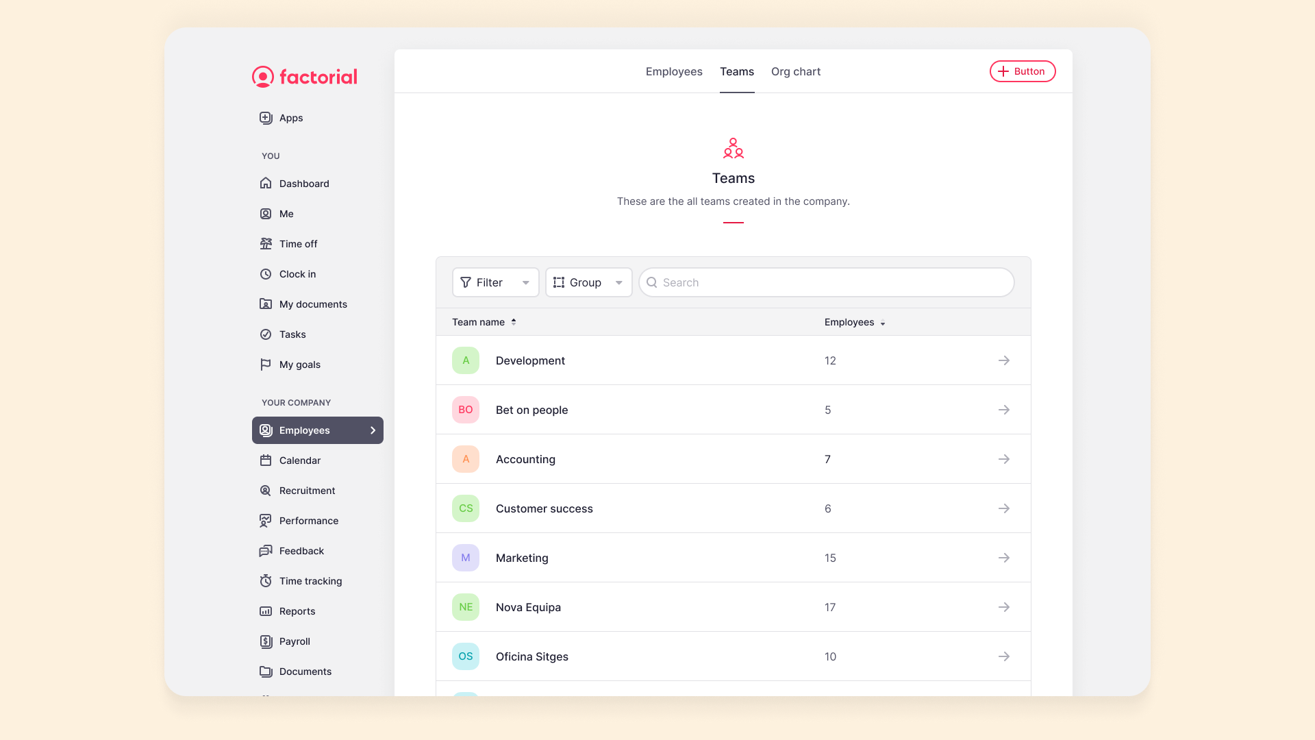 Factorial On/Offboarding screenshot