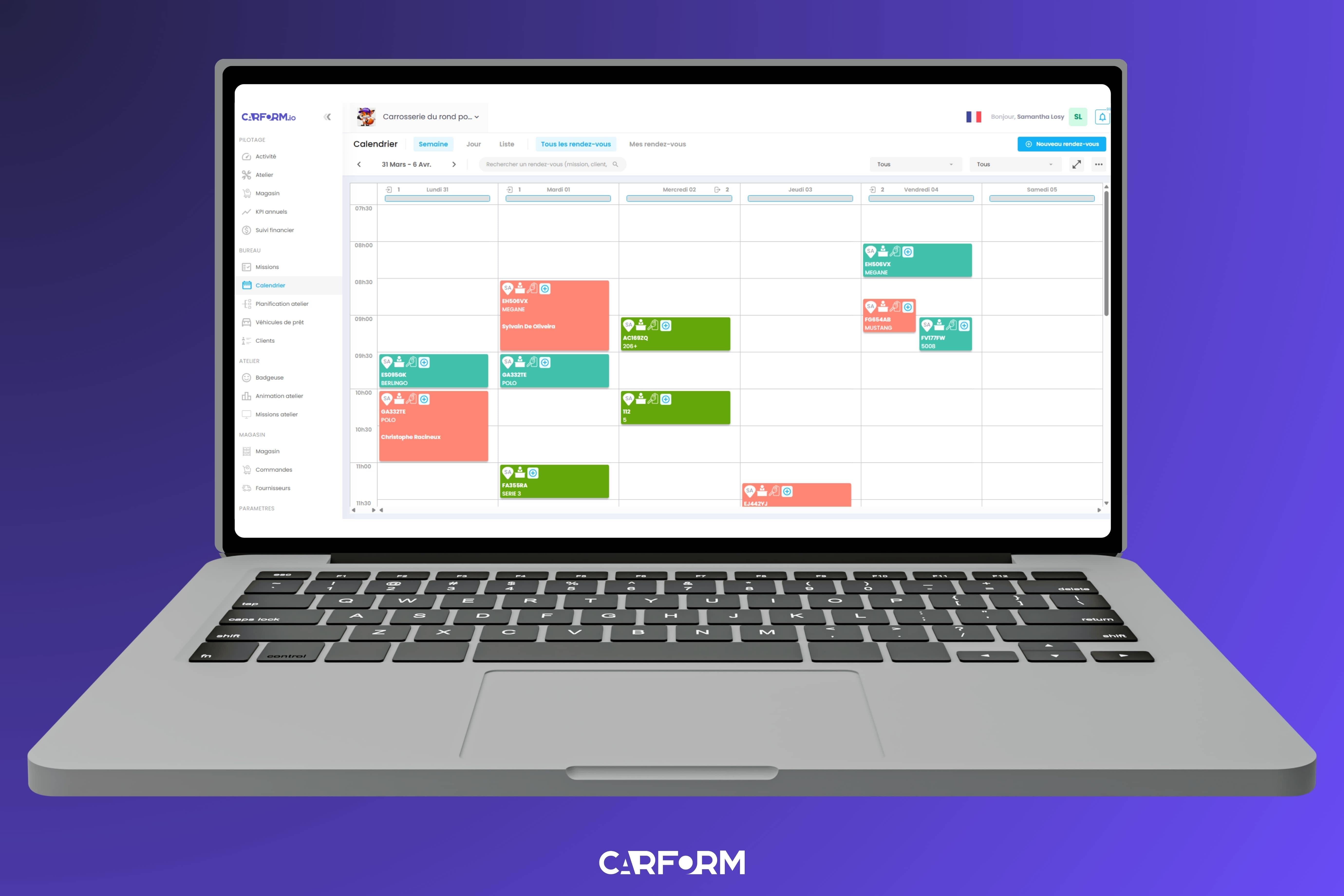 Carform - Un planning visuel et partagé pour mieux organiser vos RDV clients selon votre charge atelier.