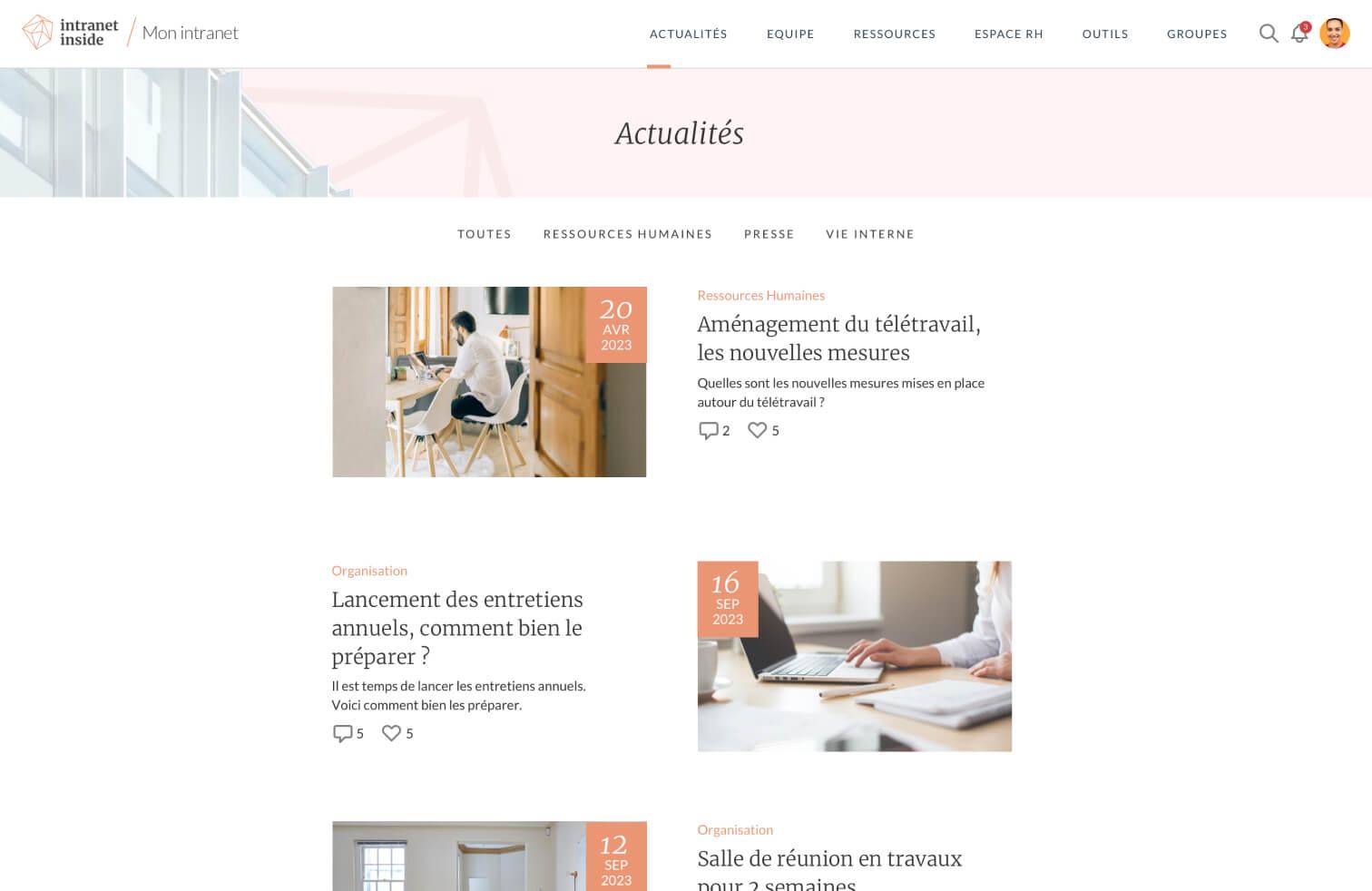 Intranet Inside - Intranet Inside offre un écrin pour vos actualités