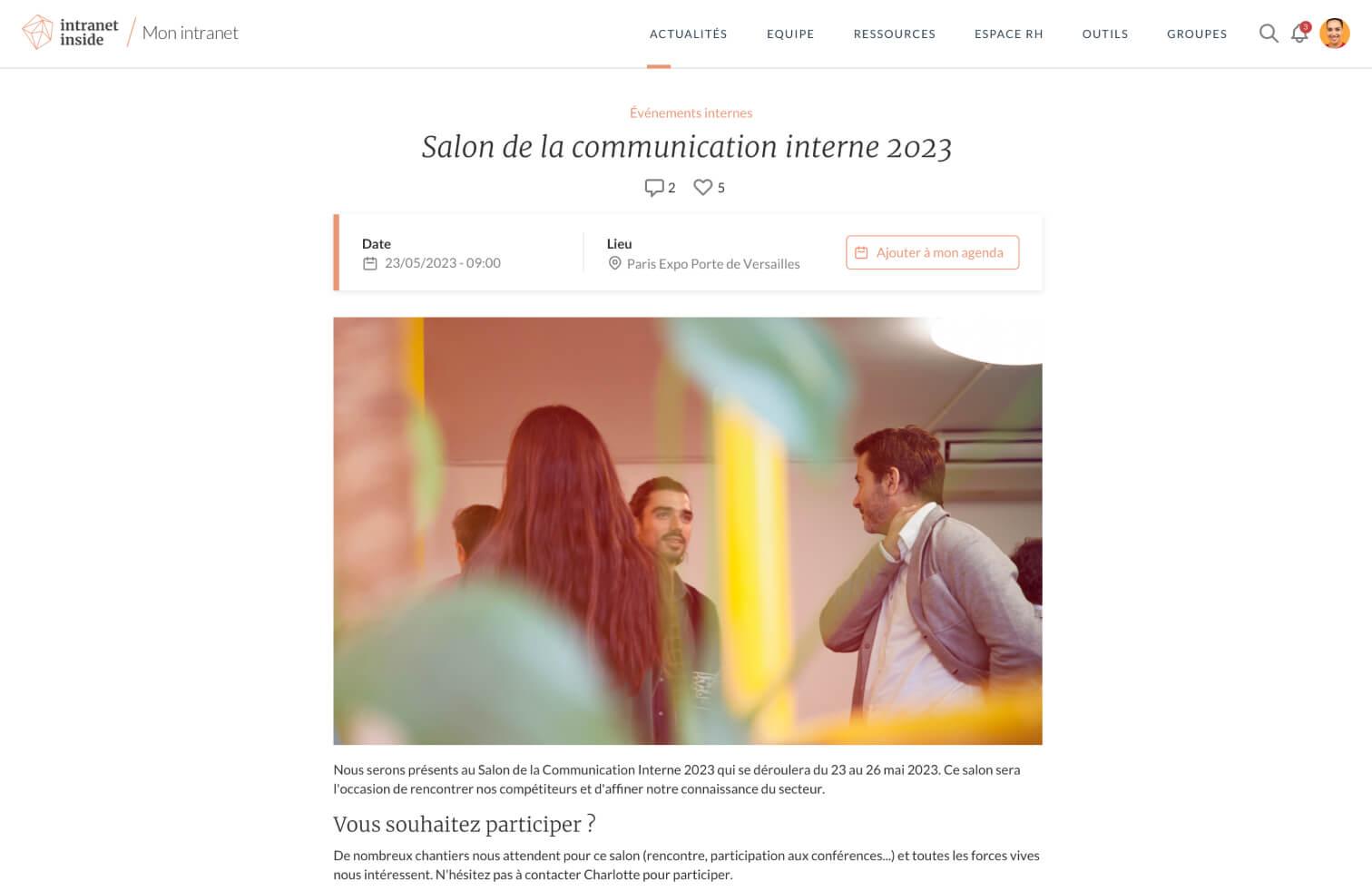 Intranet Inside - Attirez et engagez vos collaborateurs autour de vos événements et réunions