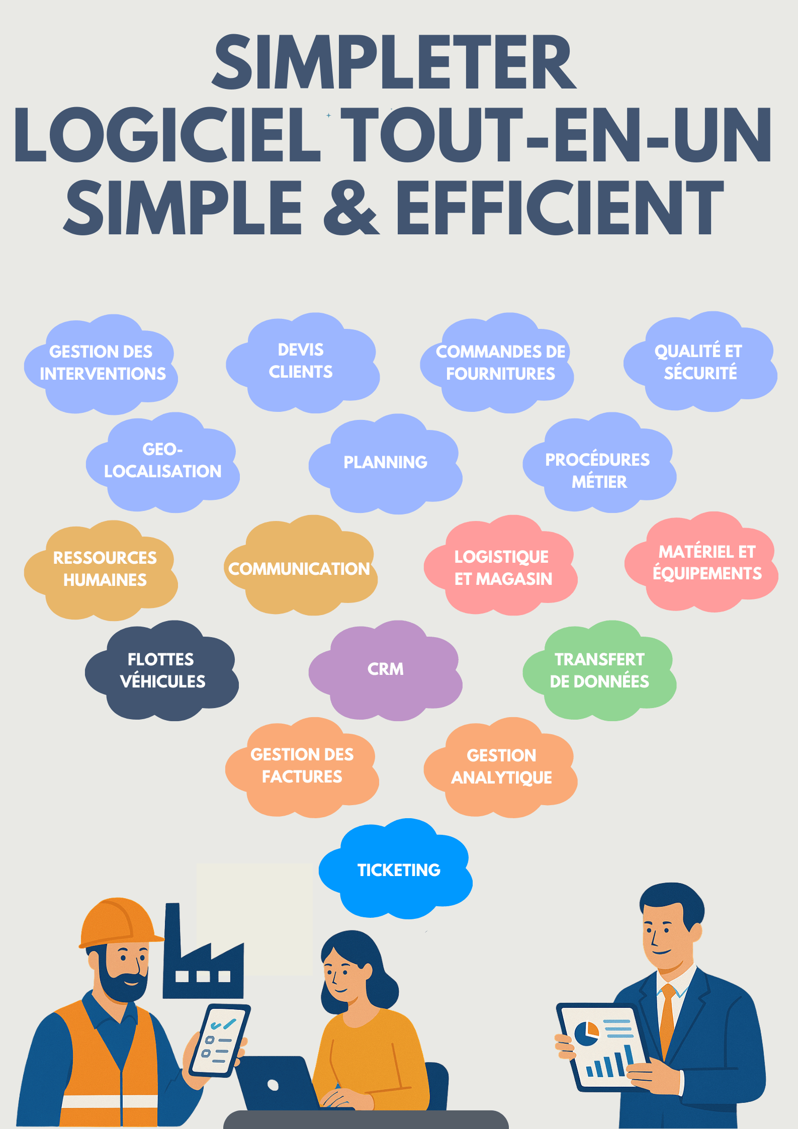 Simpleter - Tous les modules du logiciel ERP tout-en-un Simpleter conçu par des experts métiers (FM)