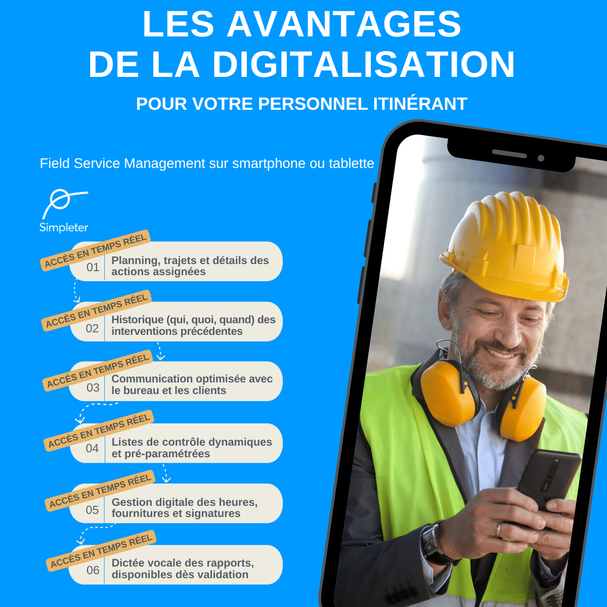Simpleter - App mobile techniciens, travail possible en hors connexion
