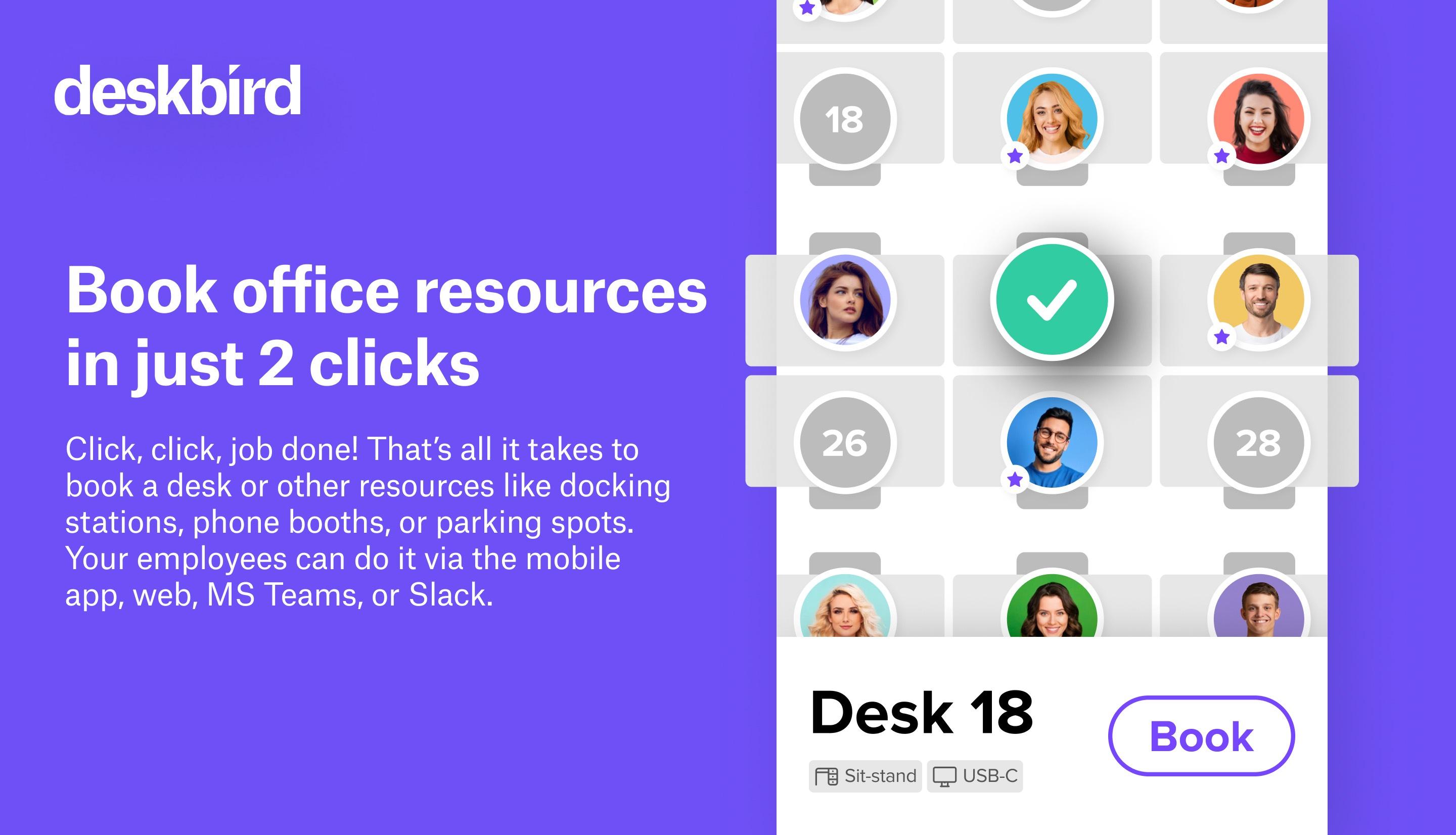 deskbird - Book office resources in 2 clicks