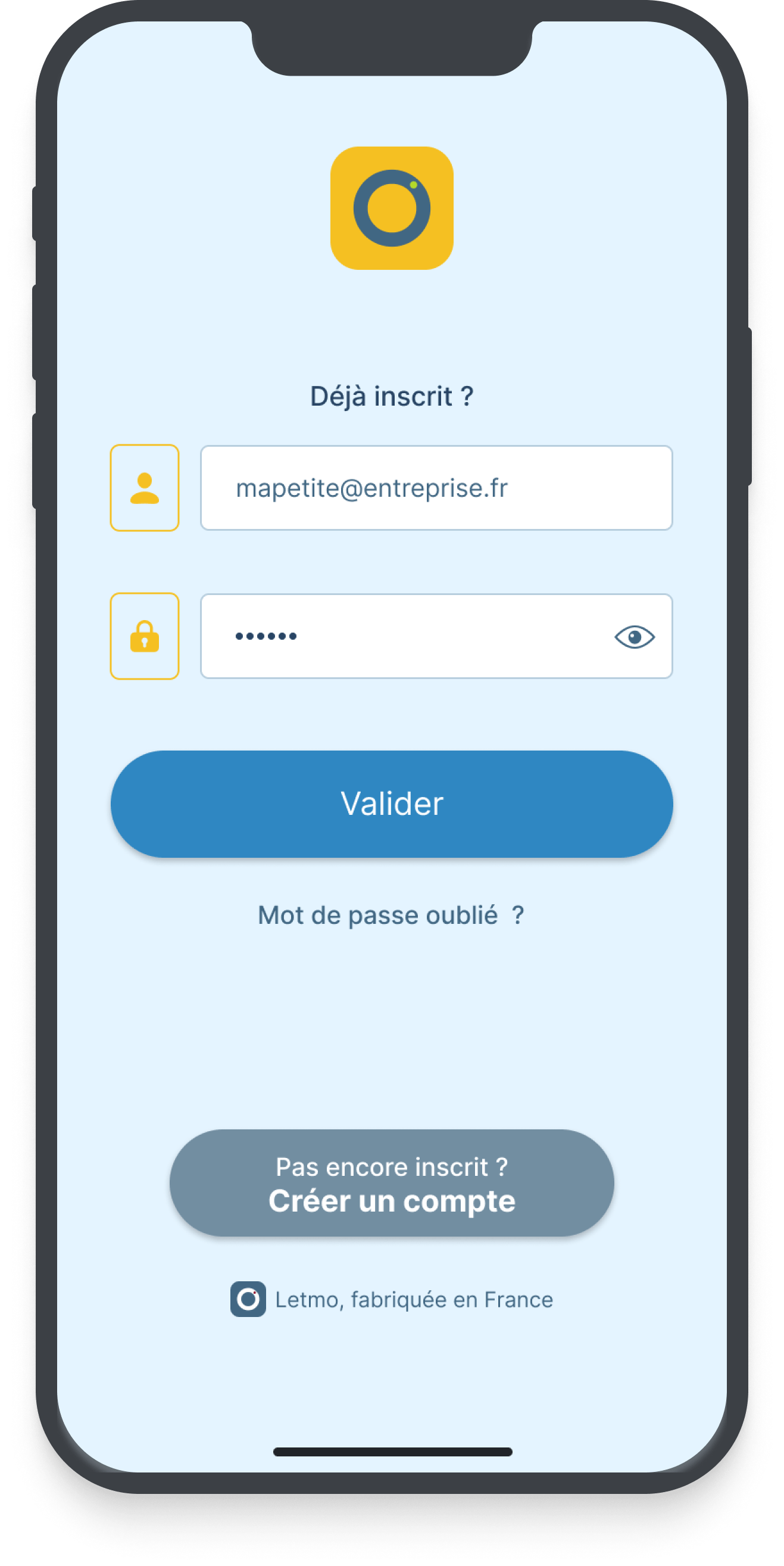 Letmo - Letmo - Ecran de connexion