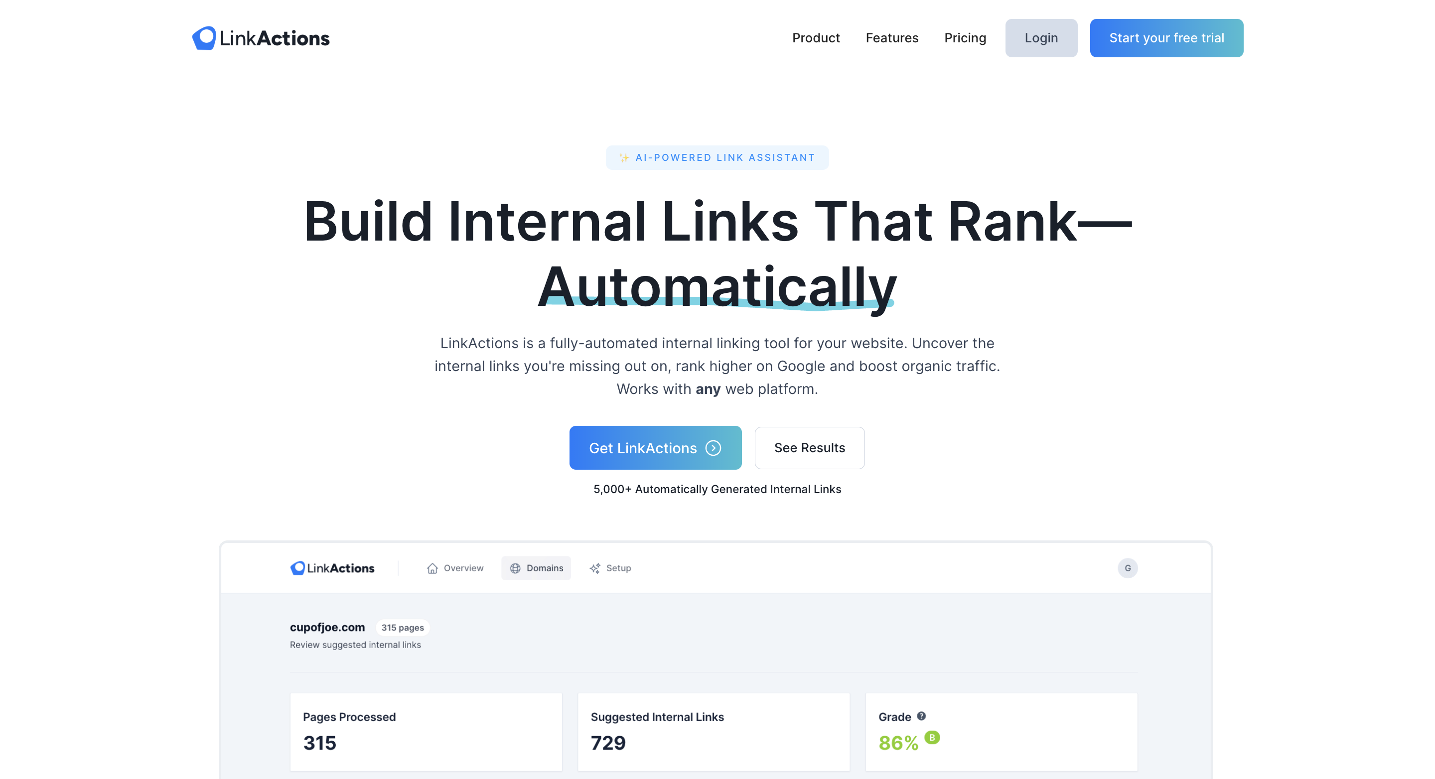 Review LinkActions: AI Internal Links Assistant - Appvizer