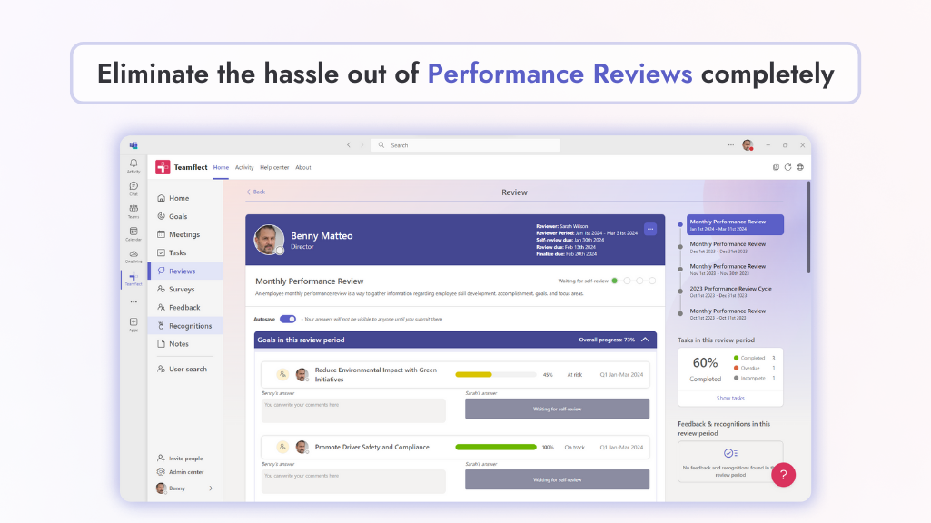 Teamflect - Teamflect's performance review module.