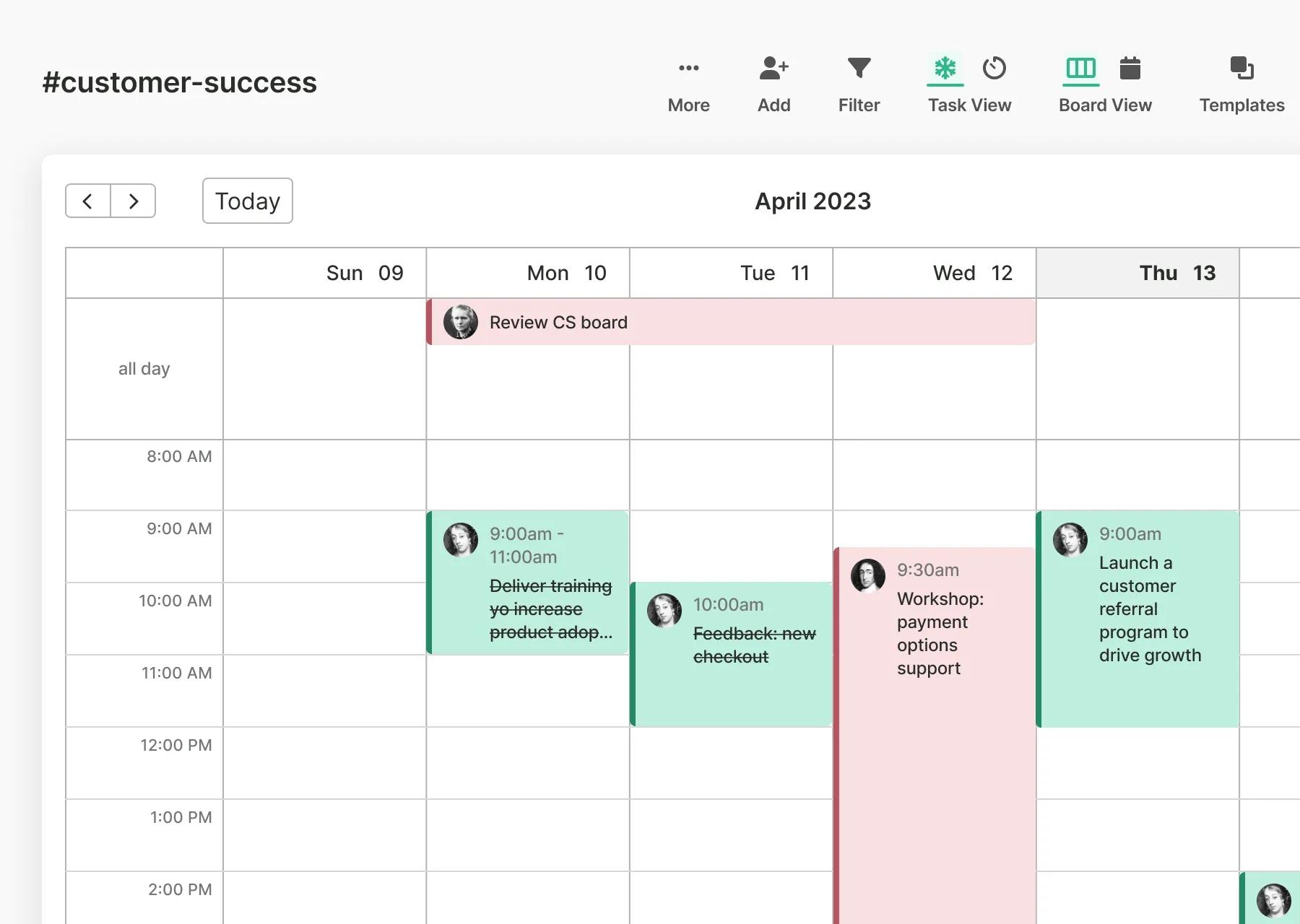 workstreams.ai - Calendar view