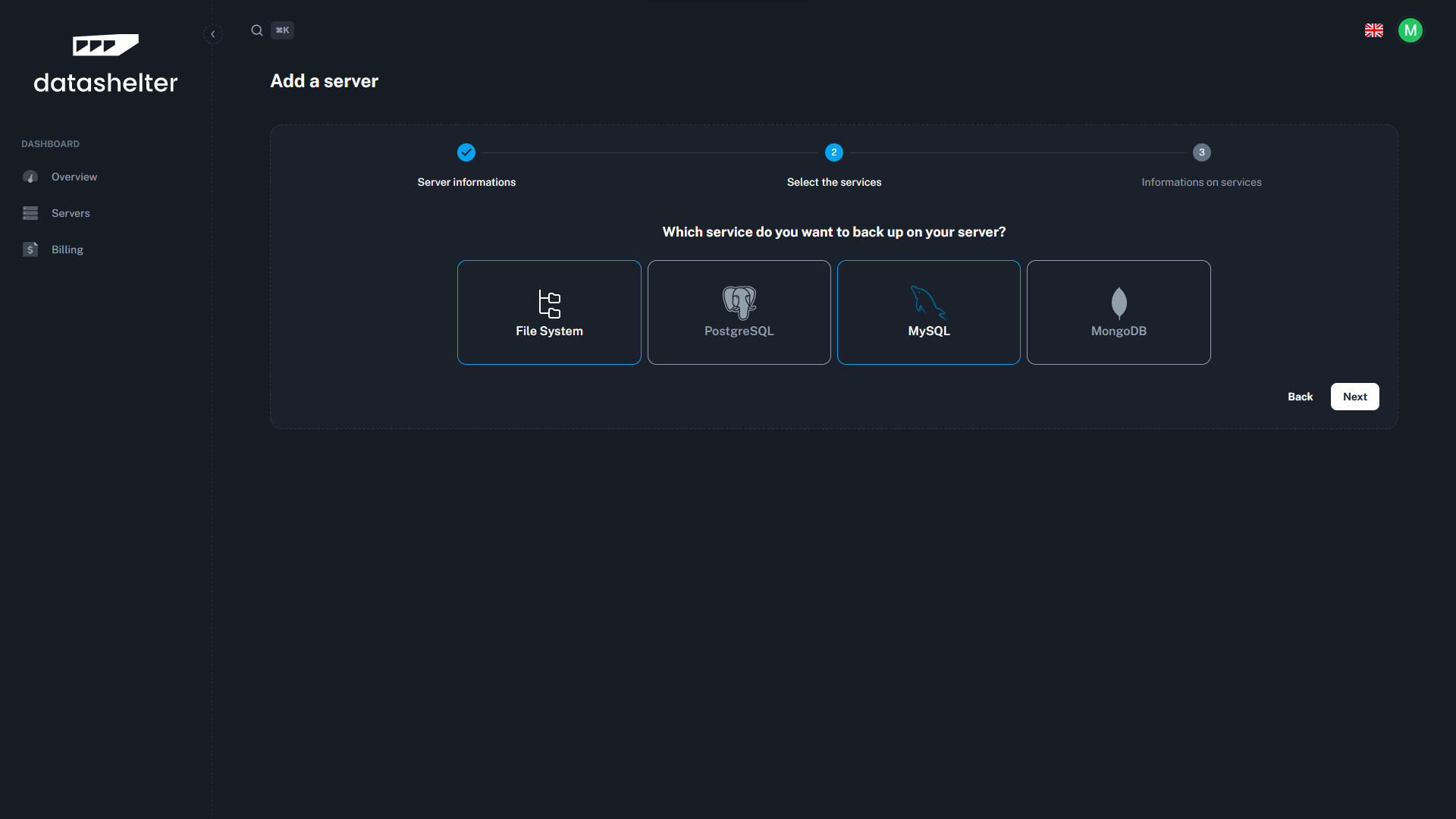 Datashelter - Step 3