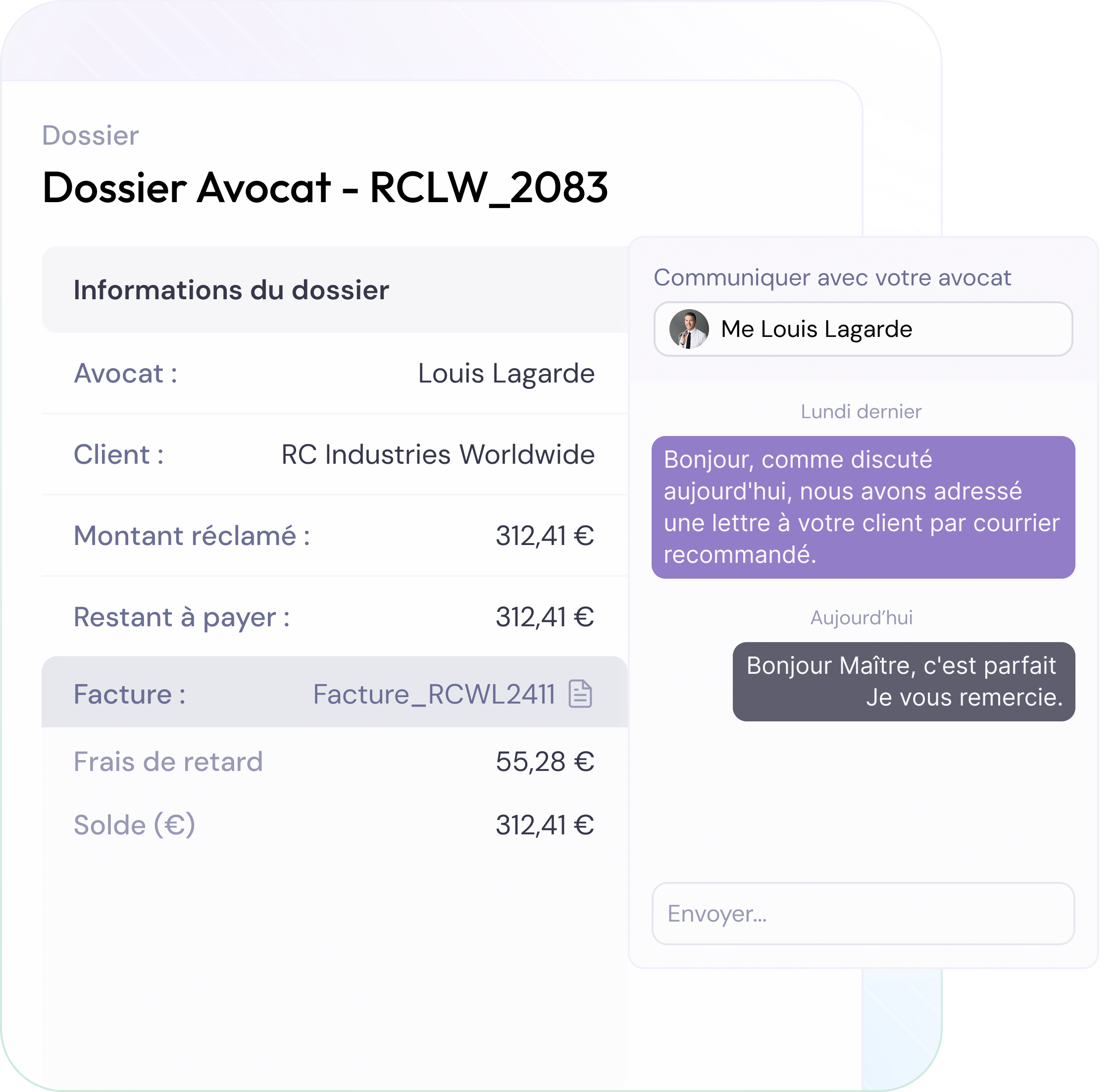 Recovr - Avec Recovr, un clic suffit pour faire valoir vos droits, et ce sans coût additionnel.
- Envoi de mise en demeure par avocat
- Création de dossier chez l'huissier (B2B et B2C)
- Suivi de vos dossiers en temps réel (chat direct avec huissier et avocat)