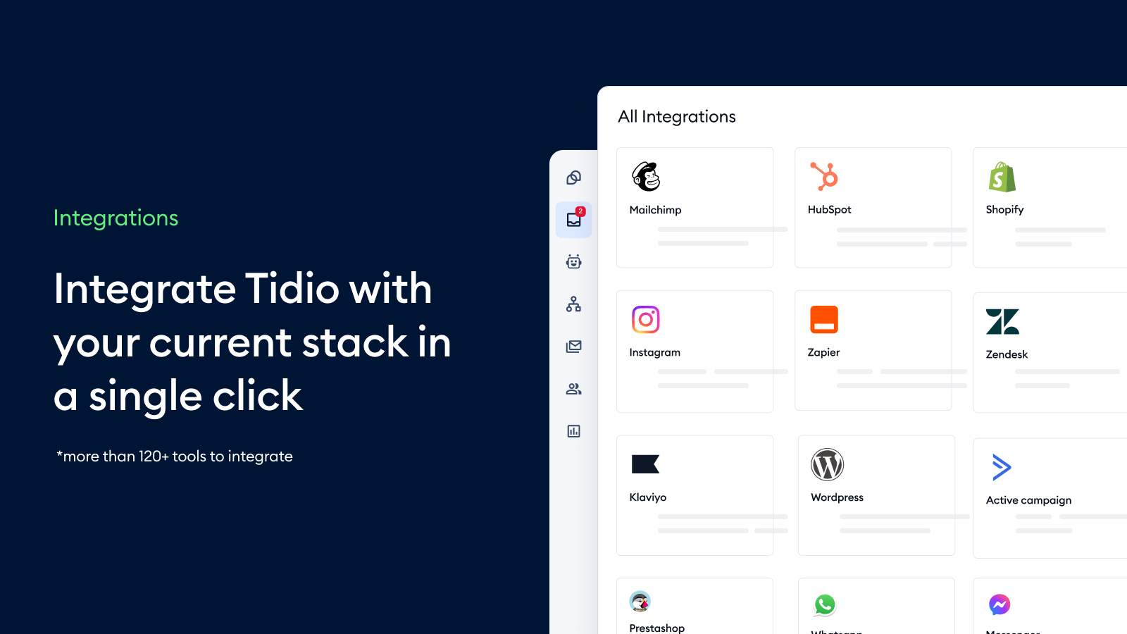 Tidio - Integrate it with more than 100 tols