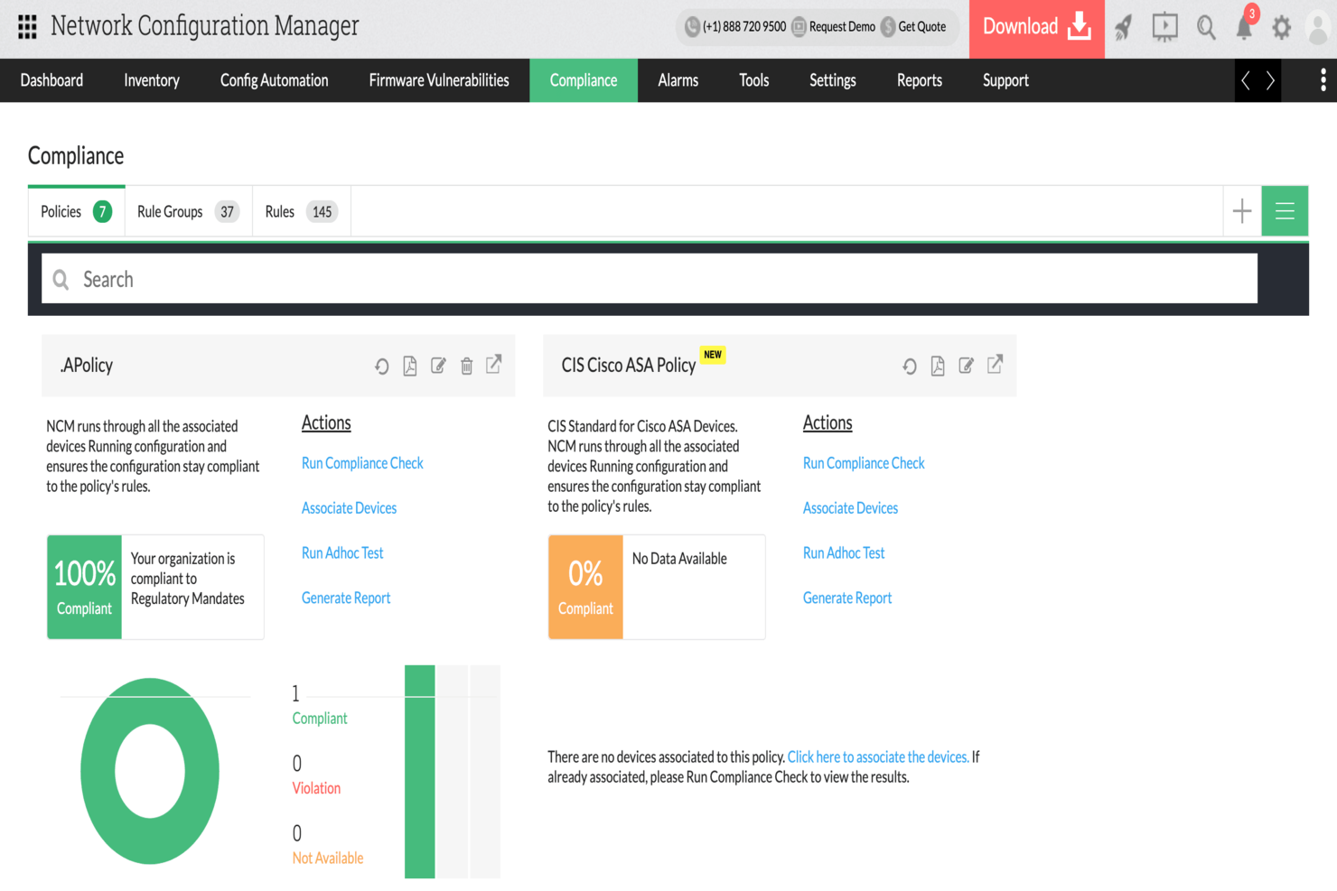 ManageEngine Network Configuration Manager - Compliance