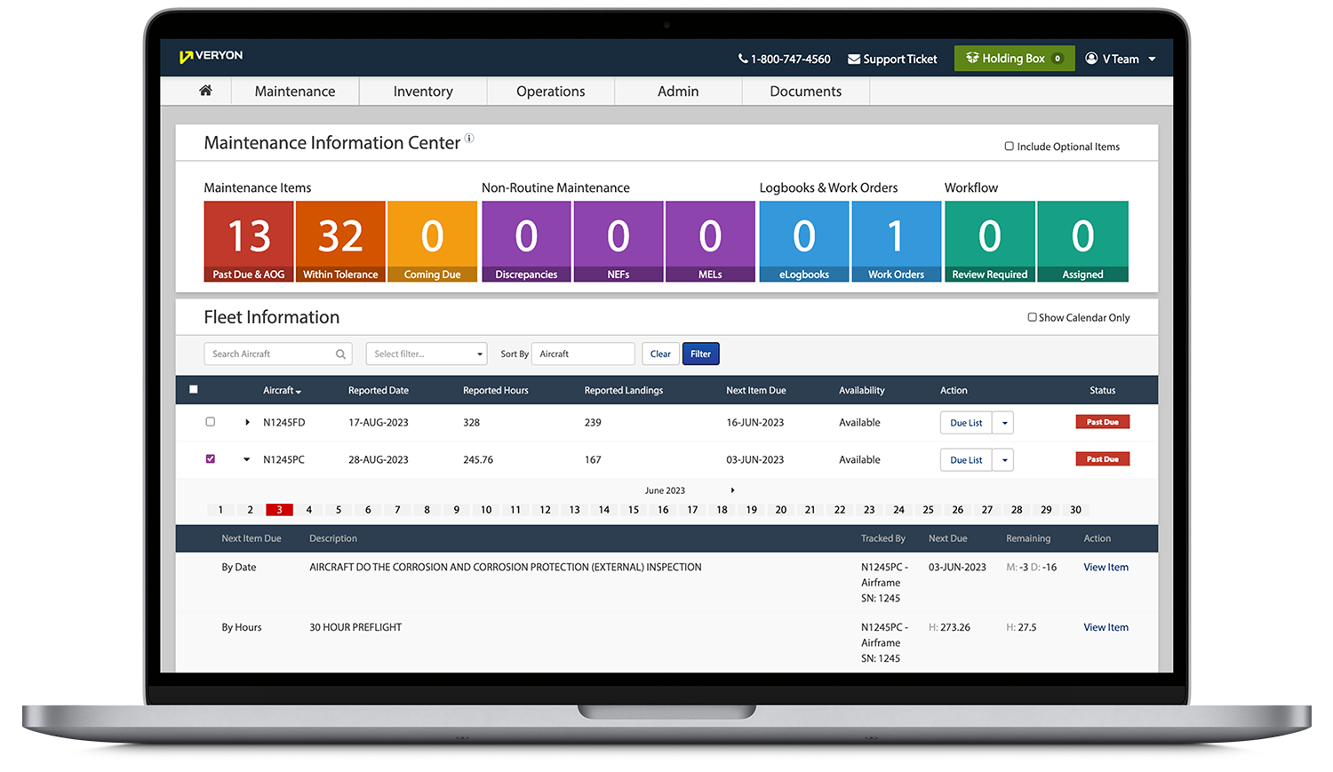 Veryon Tracking - Maintenance Tracking Dashboard