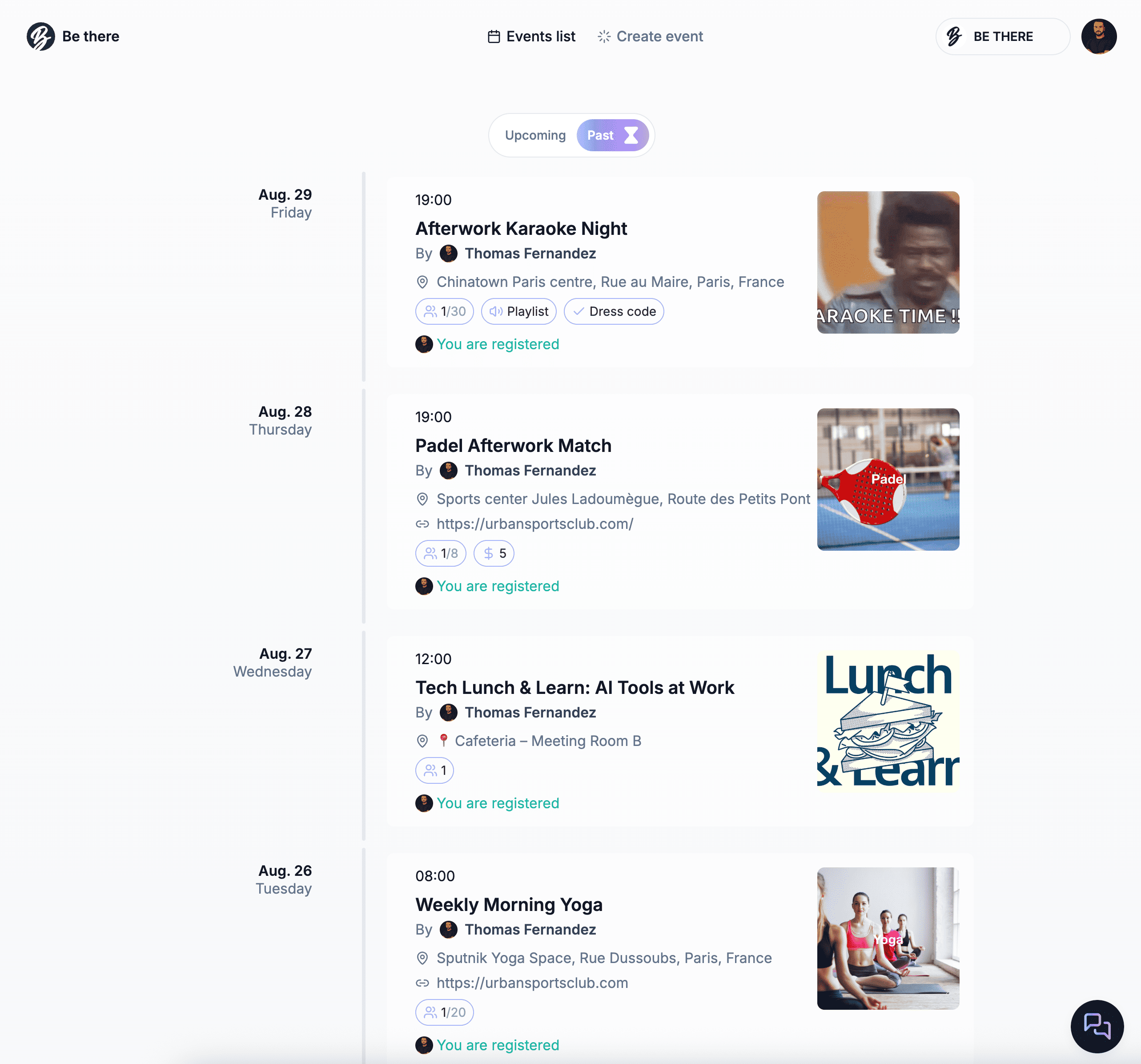Be There - web app