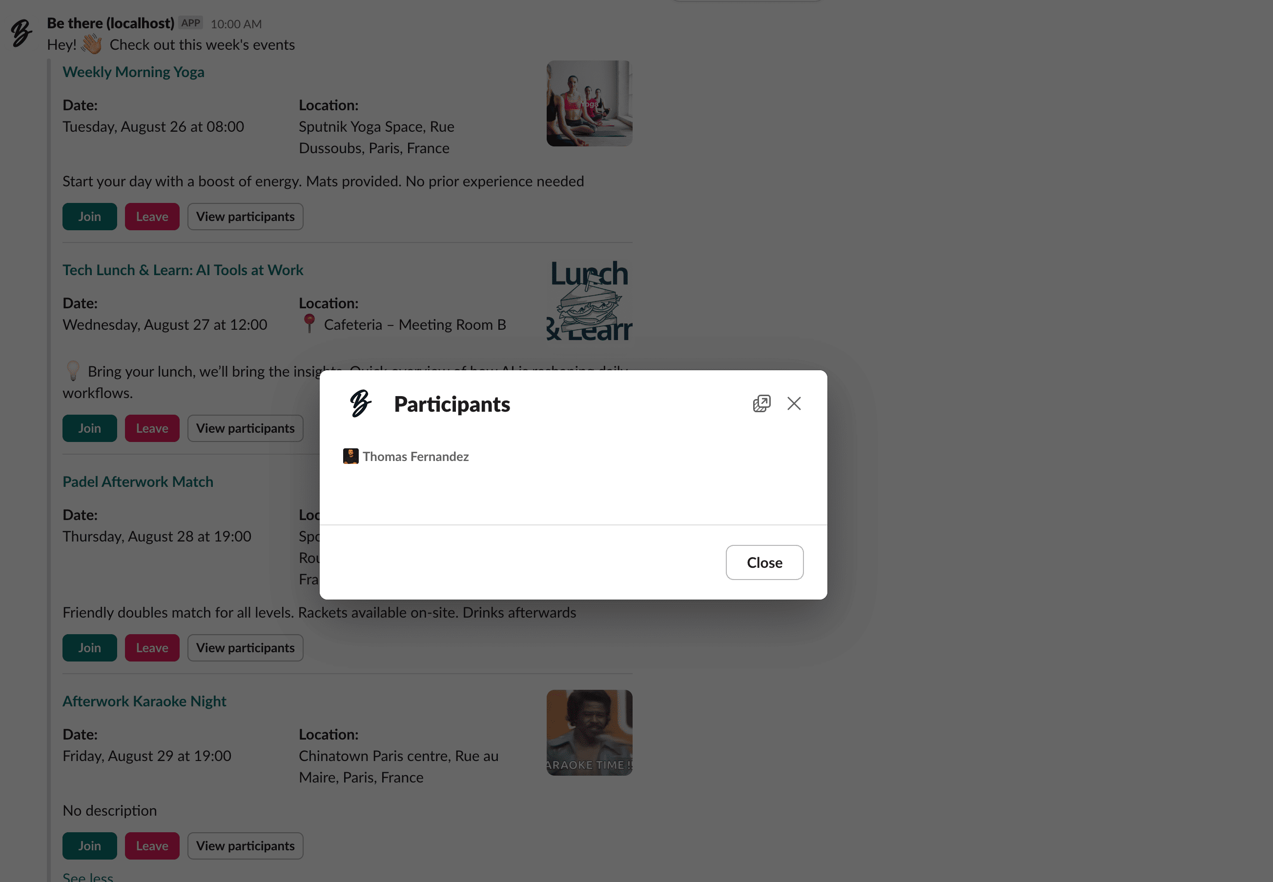 Be There - Particpant on slack