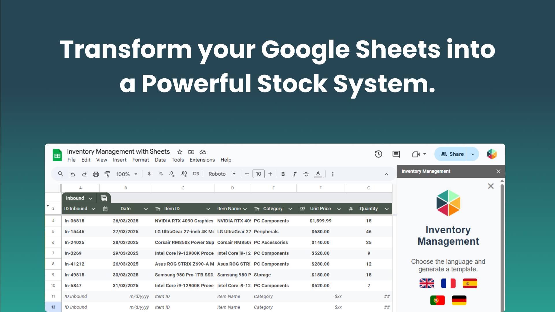 Inventory Management Sheets - Transform your Google Sheets into a powerful stock system.