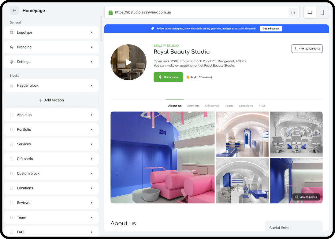 Easyweek - Branded booking site as your free marketing channel