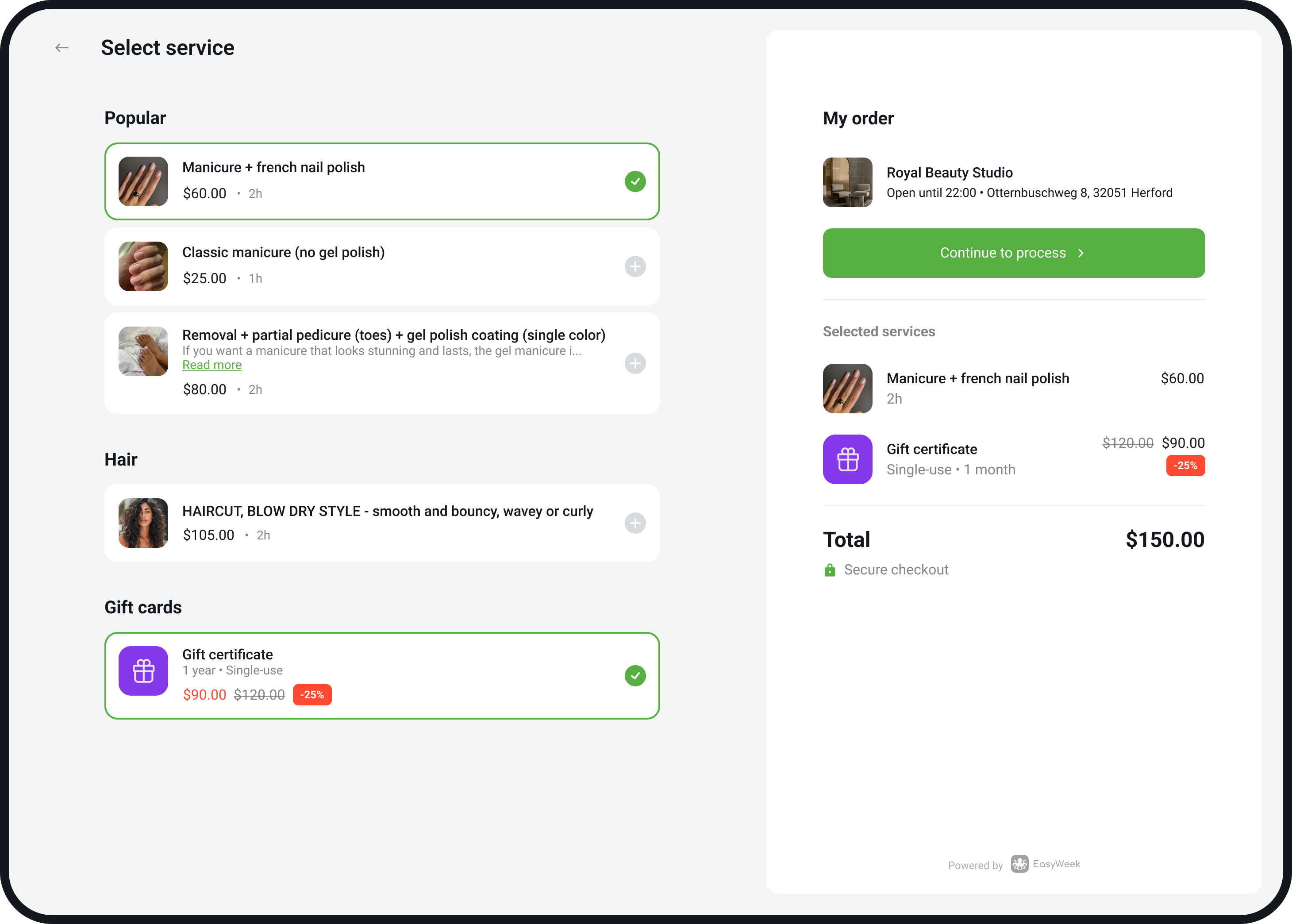 Easyweek - Booking widget to accept client bookings 24/7 without calls and texts