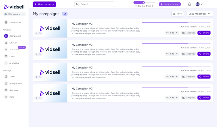 Vidsell - Personalized campaigns