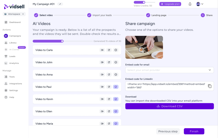 Vidsell - Personalized campaigns
