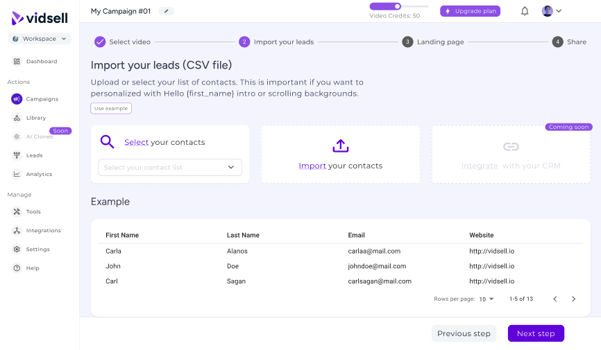 Vidsell - Personalized campaigns