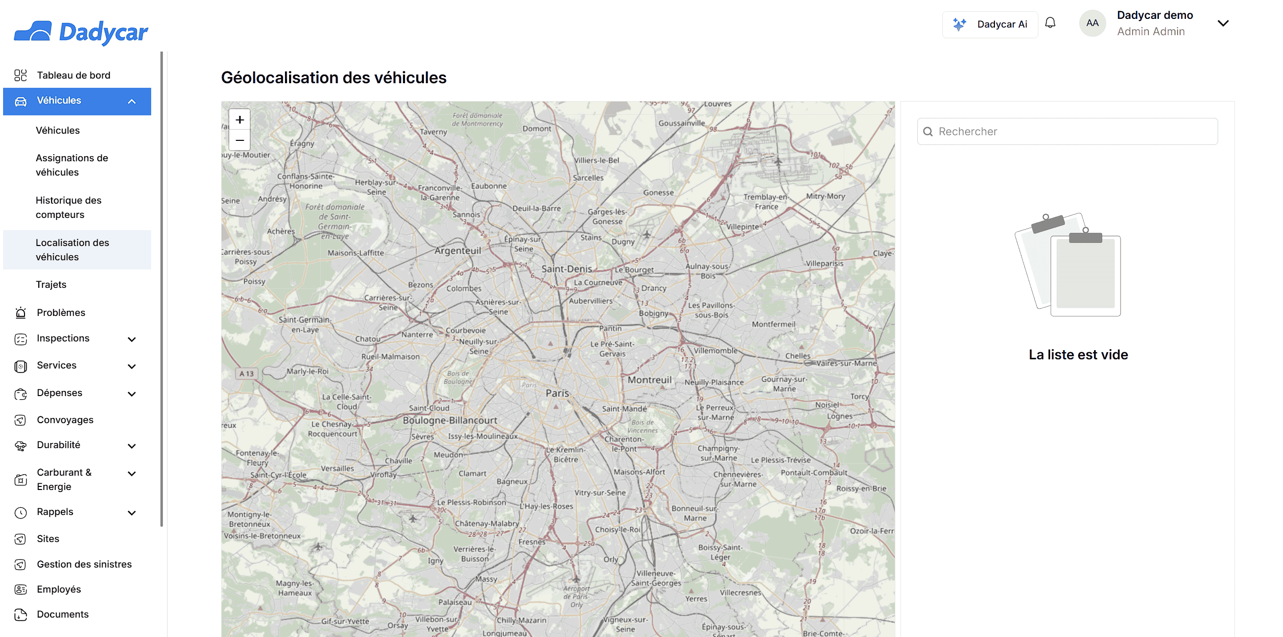 Dadycar - Localisation des véhicules