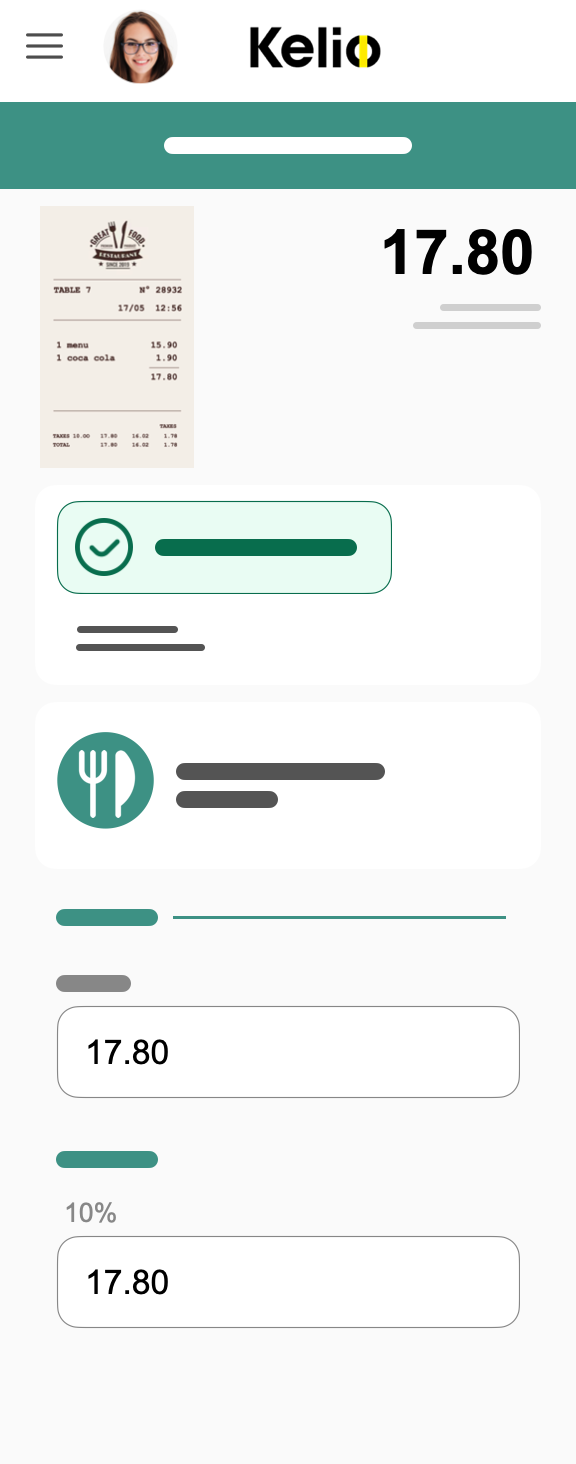 Kelio Notes de frais - écran de saisie sur smartphone