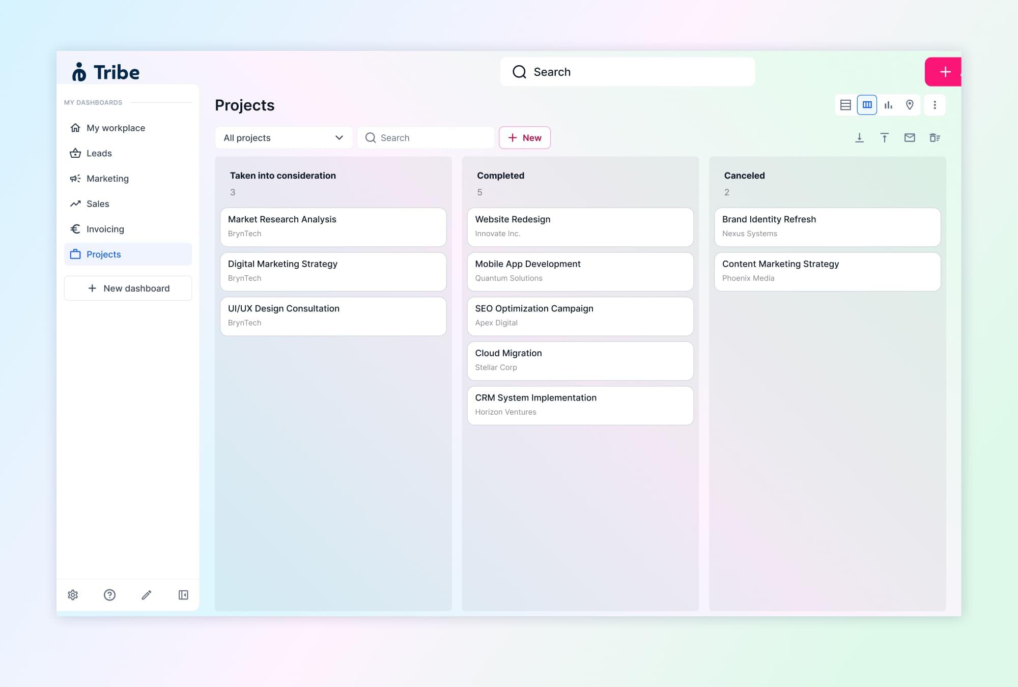 Tribe CRM - Gérez vos projets directement depuis le CRM