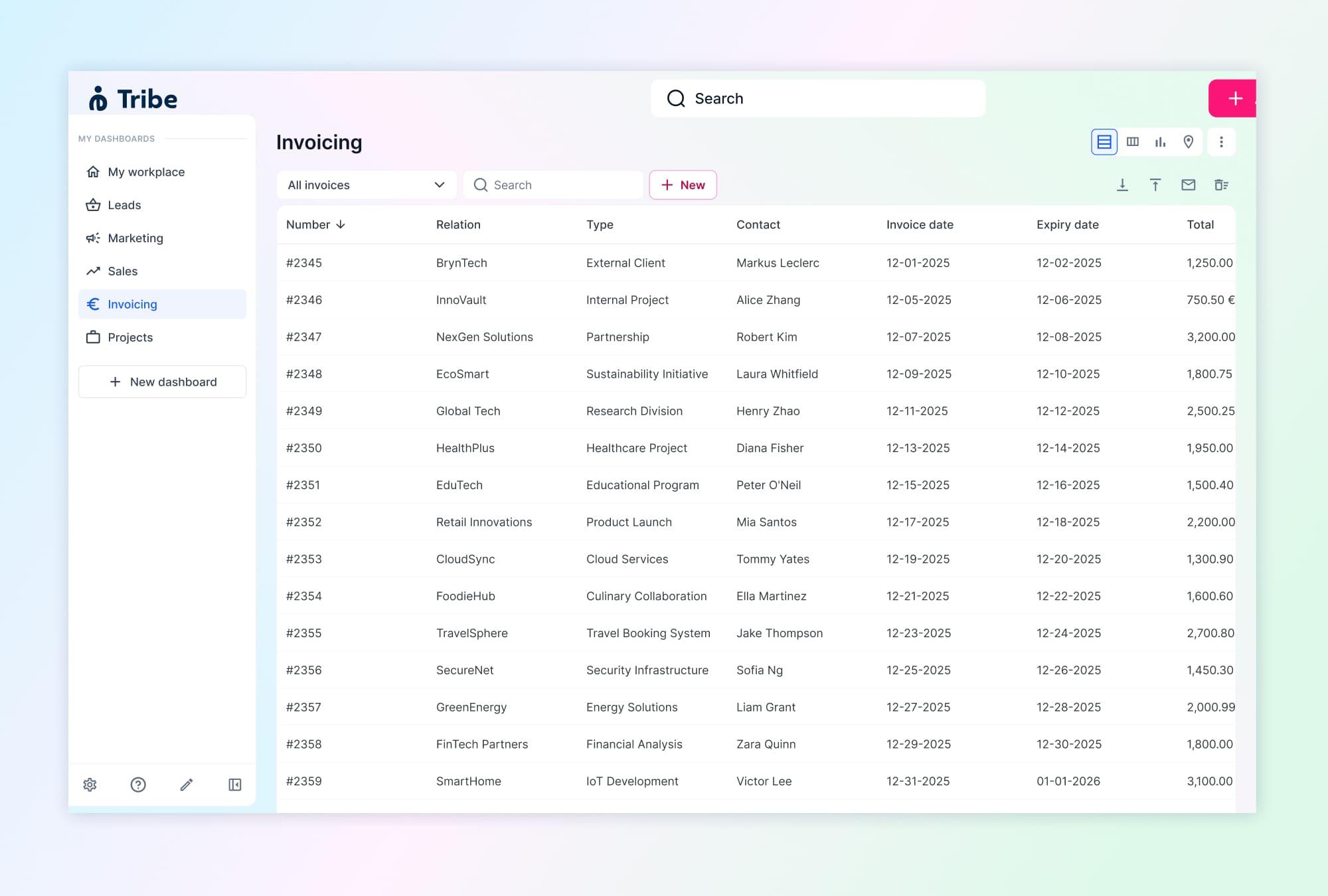 Tribe CRM - La facturation intégrée à votre gestion commerciale