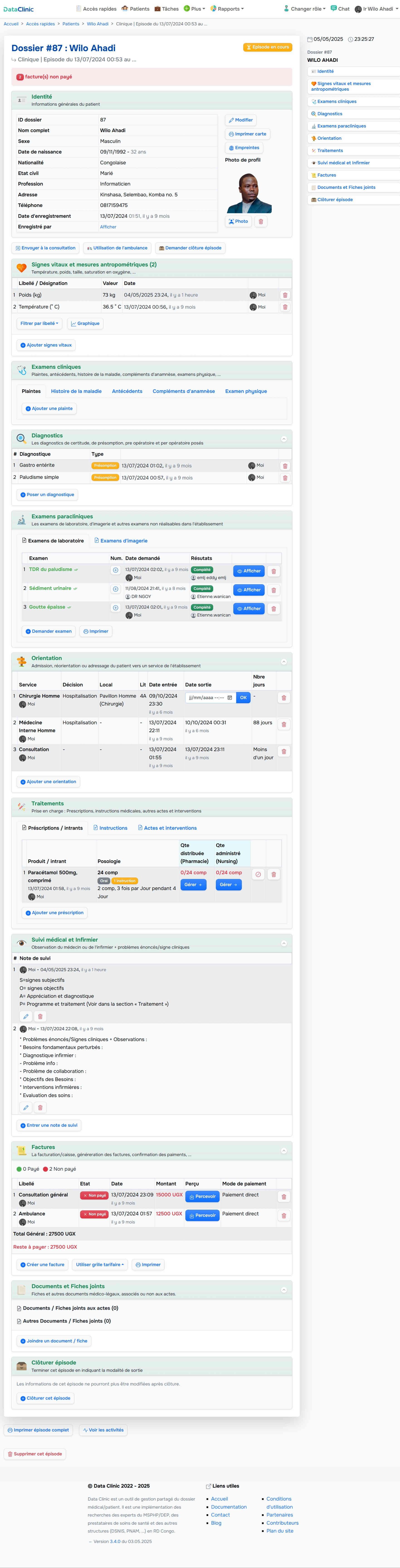 Data Clinic - Exemple d'un dossier médical