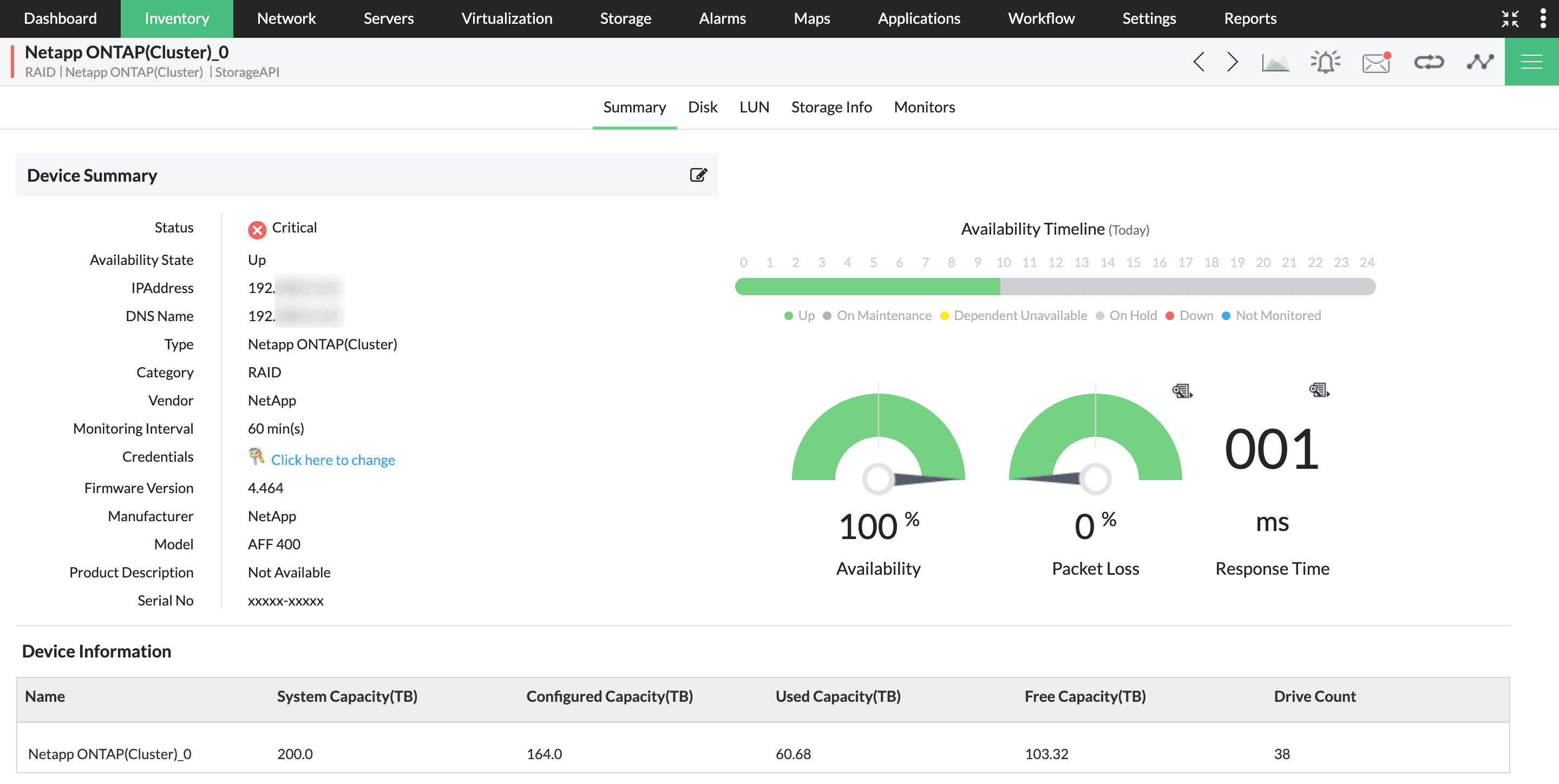 ManageEngine OpManager Plus - OpManager Plus Device snapshot