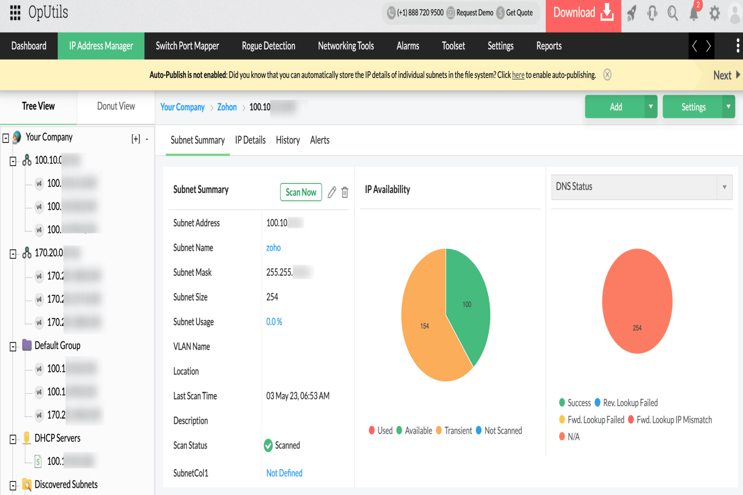 ManageEngine OpUtils - IP Address Manager