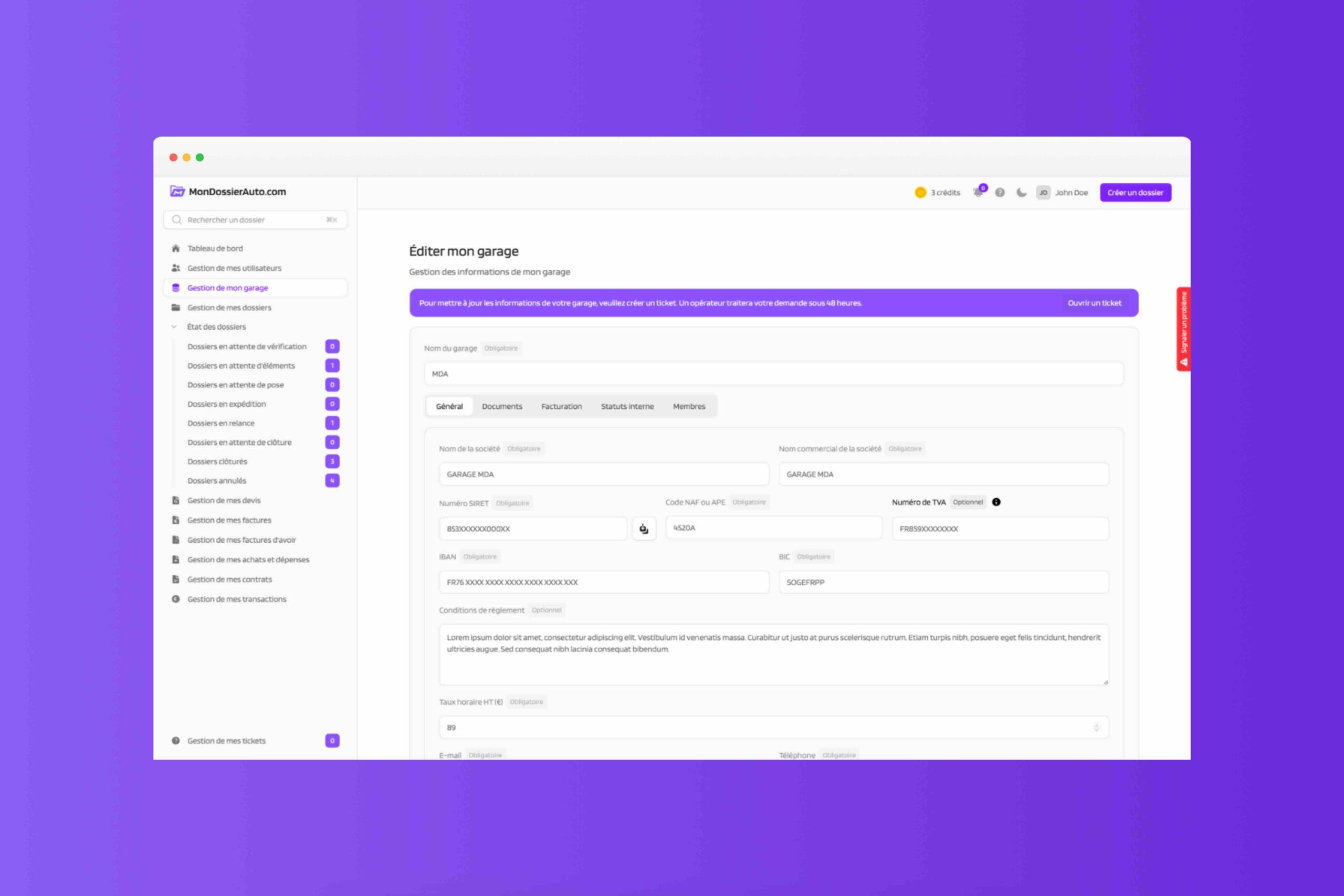 MonDossierAuto.com - Administrez les informations de votre établissement, qu’il s’agisse d’un garage indépendant ou d’un réseau. Gérez vos informations, vos documents et vos préférences de facturation.