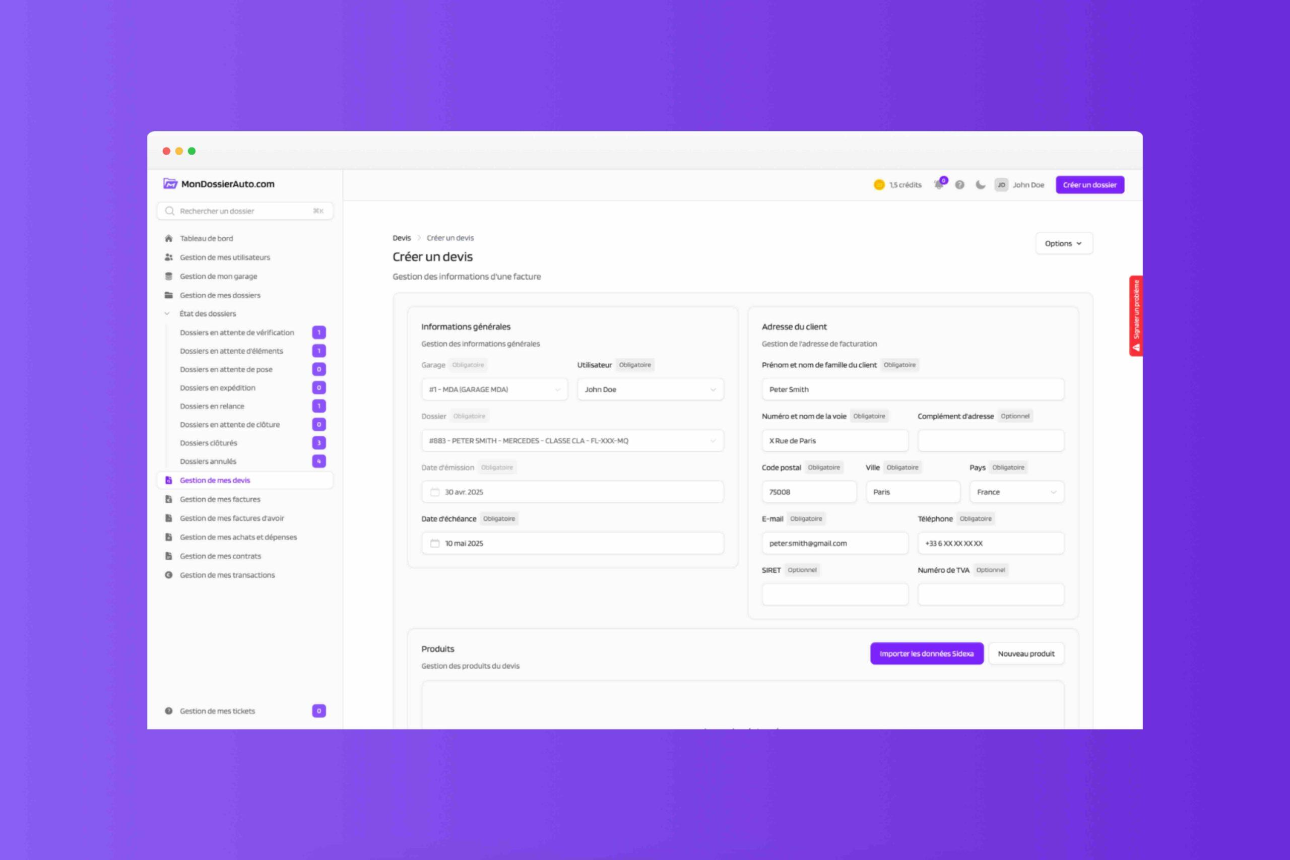 MonDossierAuto.com - Bénéficiez d’un module de facturation complet avec chiffrage précis du vitrage via notre base intégrée. Générez vos documents en quelques clics, avec les bonnes mentions légales.