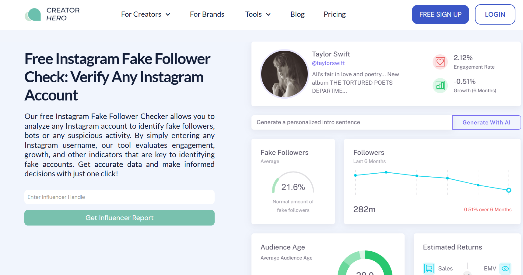Creator Hero - Instagram Fake Follower Check