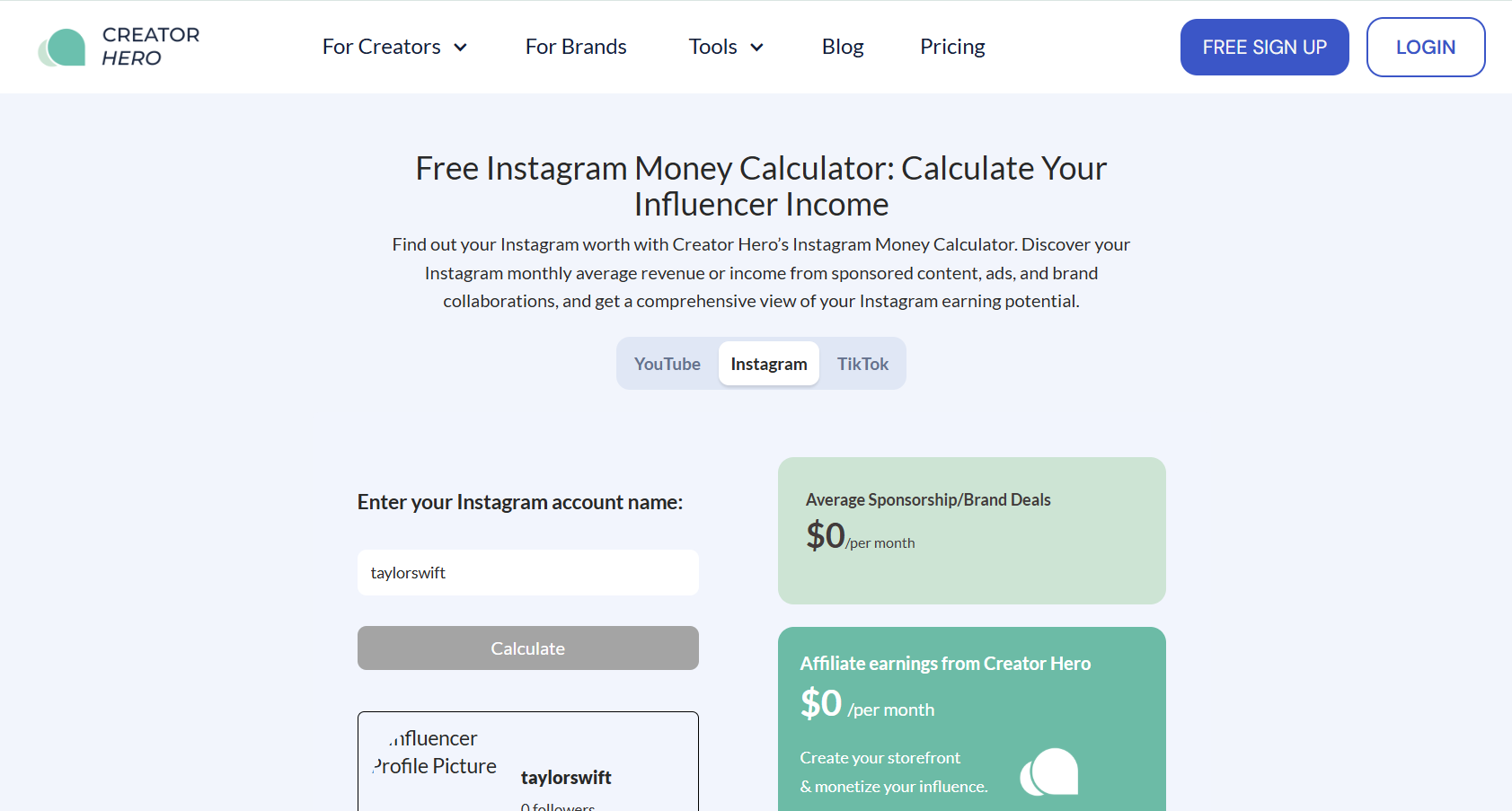 Creator Hero - Instagram Rate Calculator