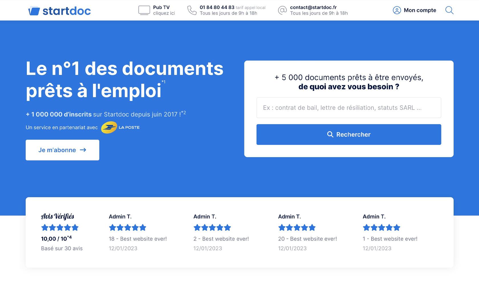 Avis Startdoc - home page de Startdoc.fr