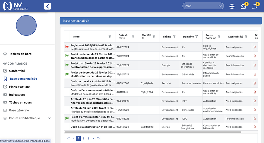 NV Compliance - Base Personnalisée de textes